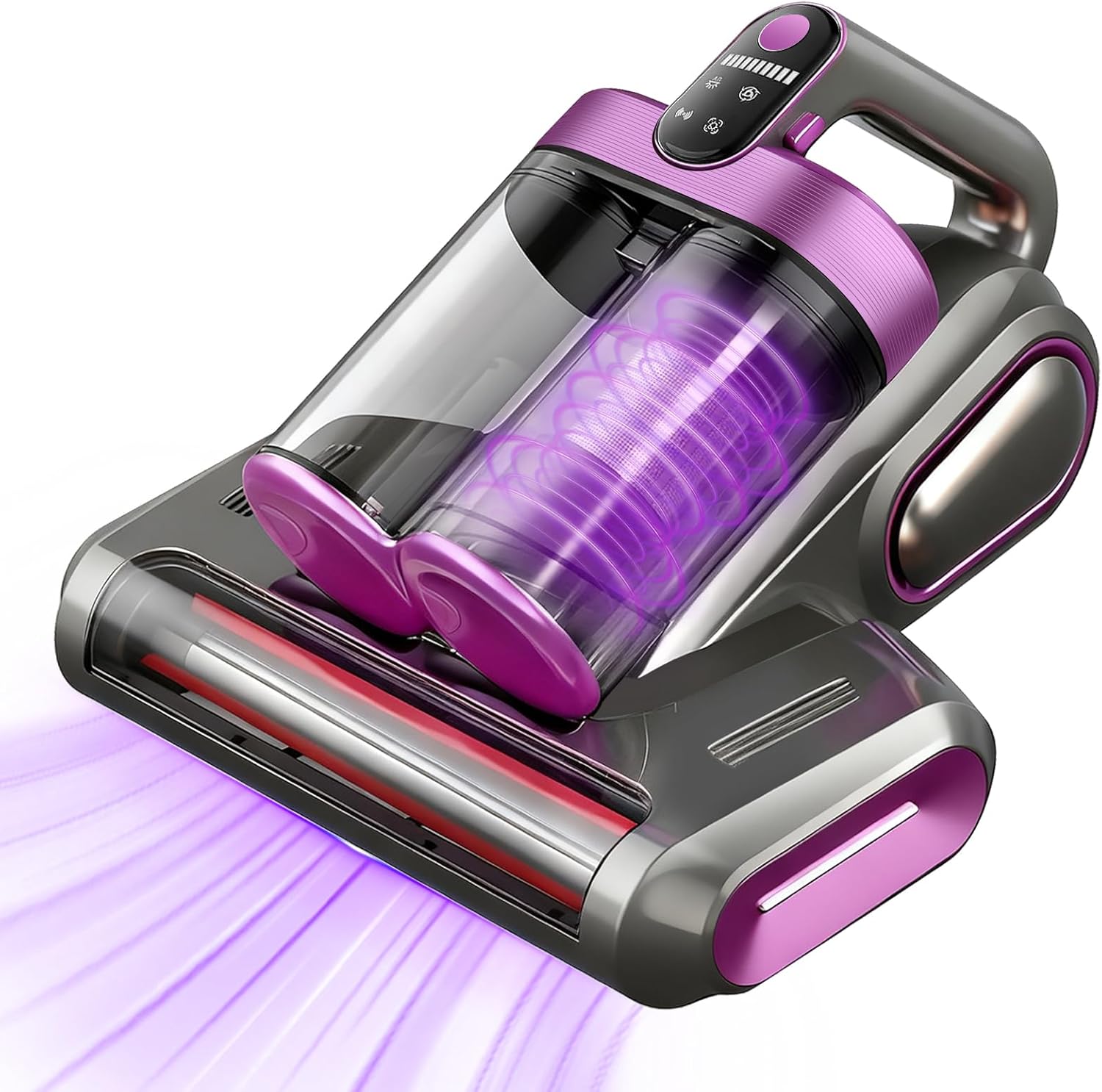Cordless Mattress Vacuum Cleaner, 16kpa Bed Vacuum Cleaner with 253.7nm Uv-C Light 48000 RPM/Min Brushroll & Ultrasonic Tech Dual Bins for Dust & Widen Suction Port 120w for Bed Sofa(Purple)