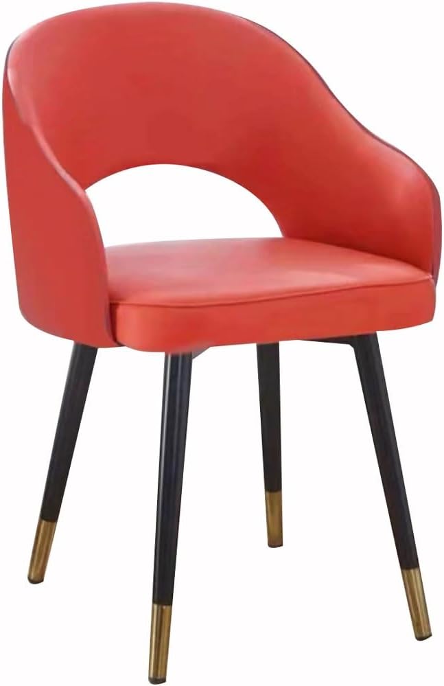 WKWKW Kitchen Kitchen Dining Chairs Wear Resistant Leather Modern Living Dining Room Accent Arm Chairs Carbon Steel Legs Office Lounge Chair(Orange red)