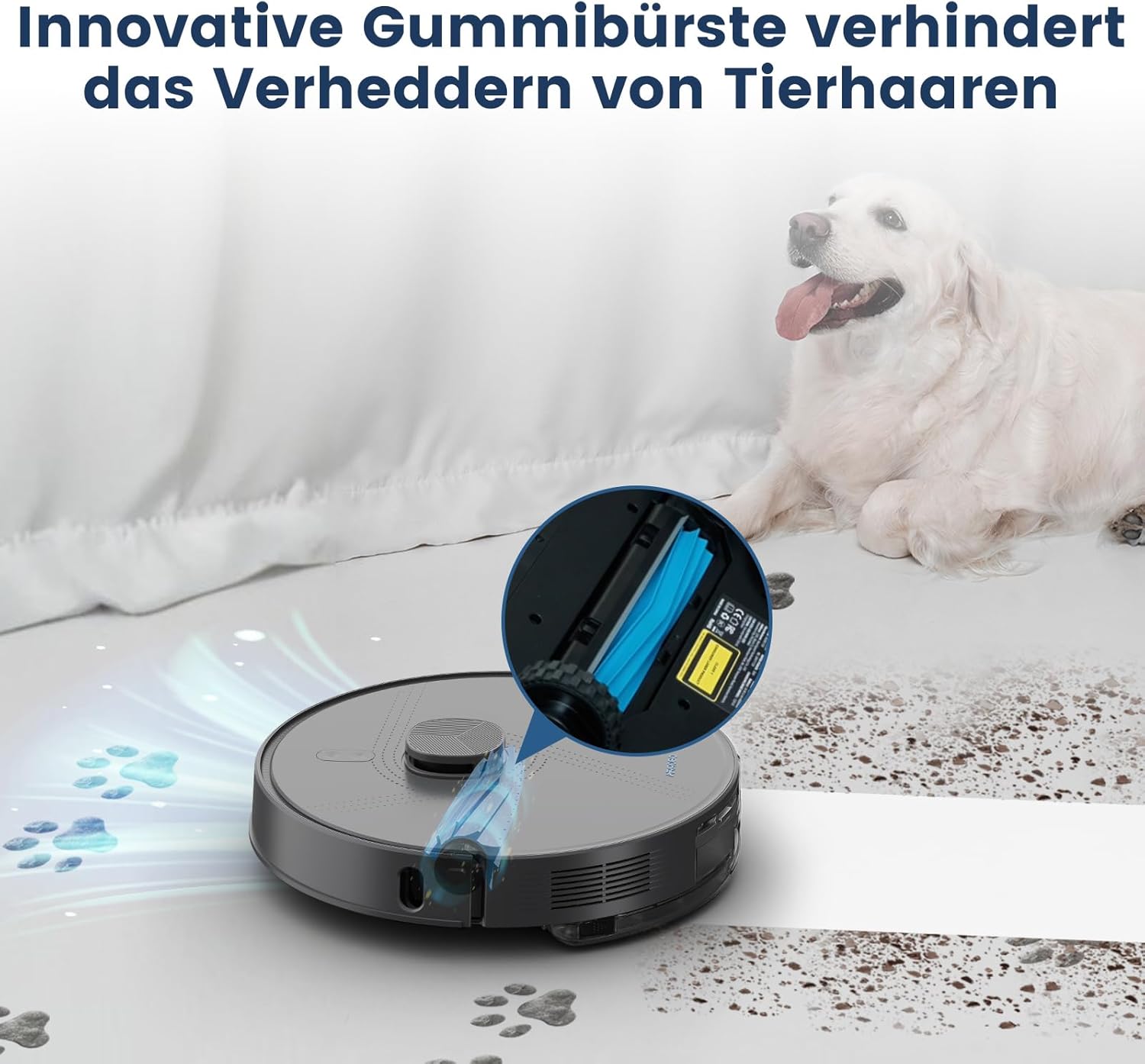 AIRROBO Robot Vacuum and Mop Combo, 75-Day Self-Emptying, 6000PA Suction, Tangle-Free Brush, Carpet Avoidance, LiDAR Navigation,Multi-Floor Mapping, Smart APP Control, Gray