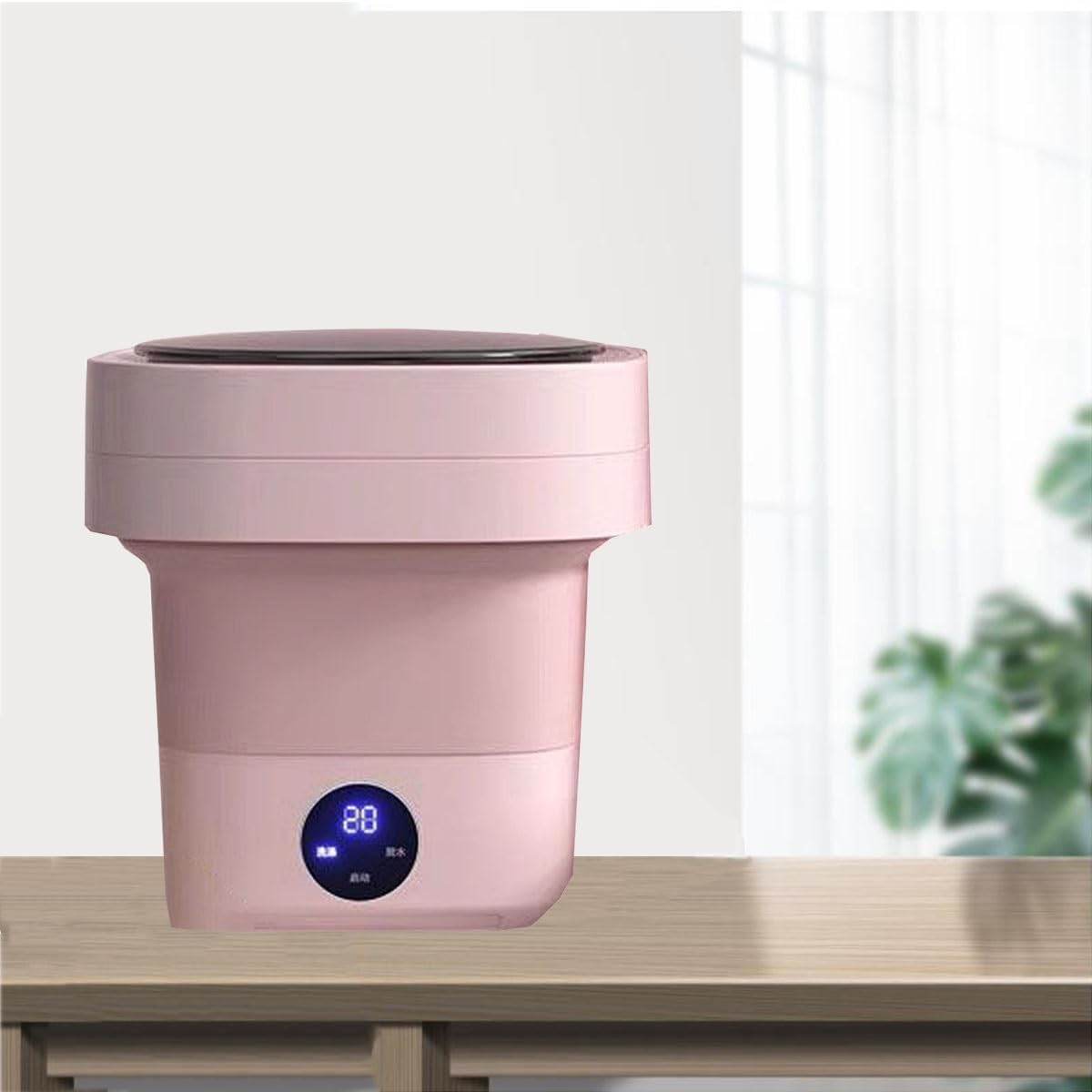 2 In 1 Mini Washer And Dehydrator Combo 8x8x12in Foldable Washing Machine 16L Capacity For Laundry, Dorms, College, RV, Hotels, Home Camping(Pink)