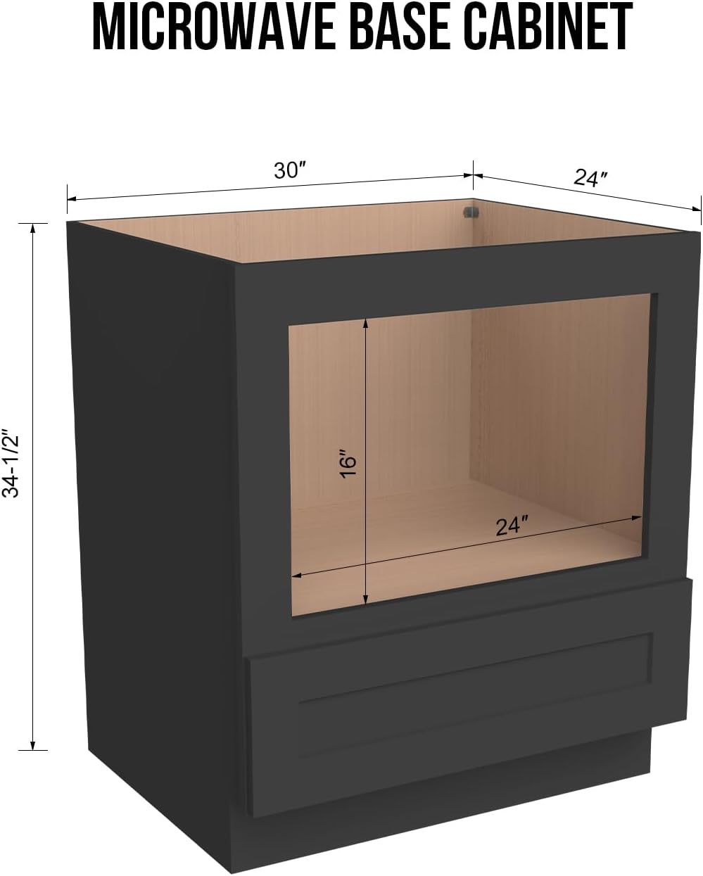 Microwave Base Cabinet – Solid Wood Shaker Style Kitchen Storage Base Unit with Drawer & Soft-Close Doors, RTA Pantry Cupboard for Dining Room, Coffee Bar 30