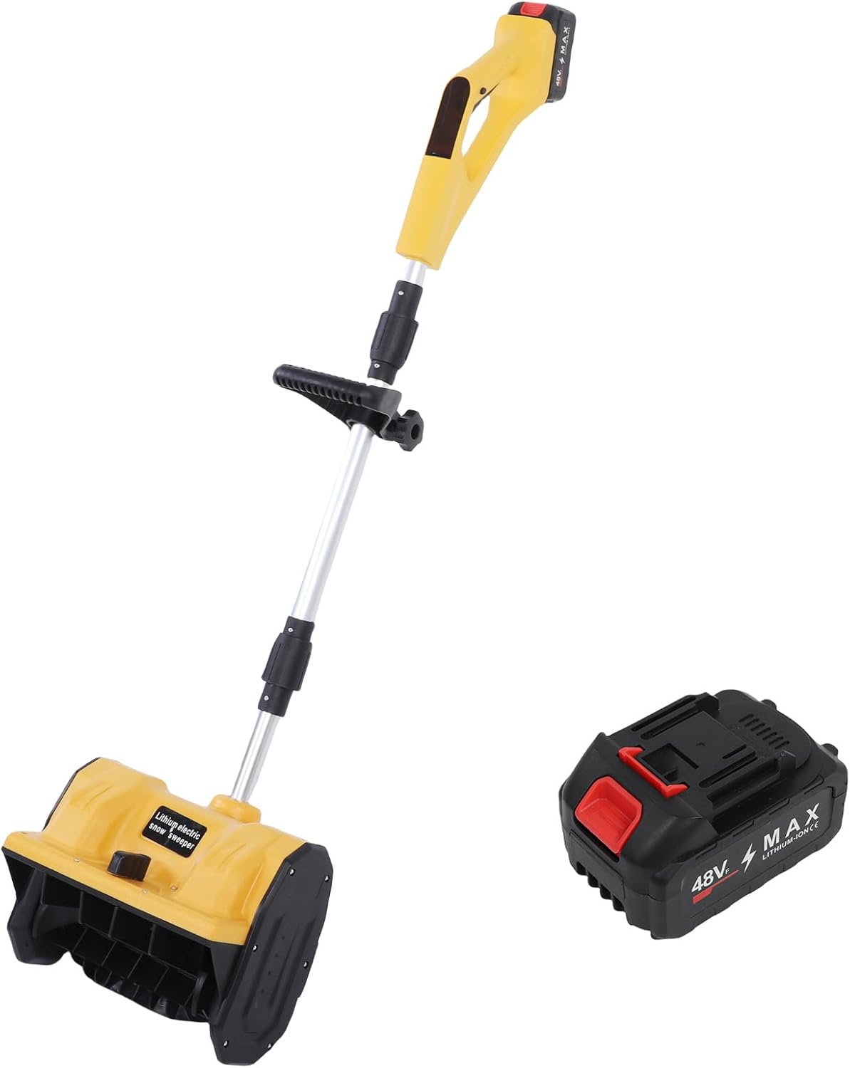 Cordless Snow Shovel 28cm Clearance Width with Rechargeable Battery and 3 Adjustable Throwing Directions for Efficient Winter Snow Removal in Driveway Yard and Patio (US Plug)