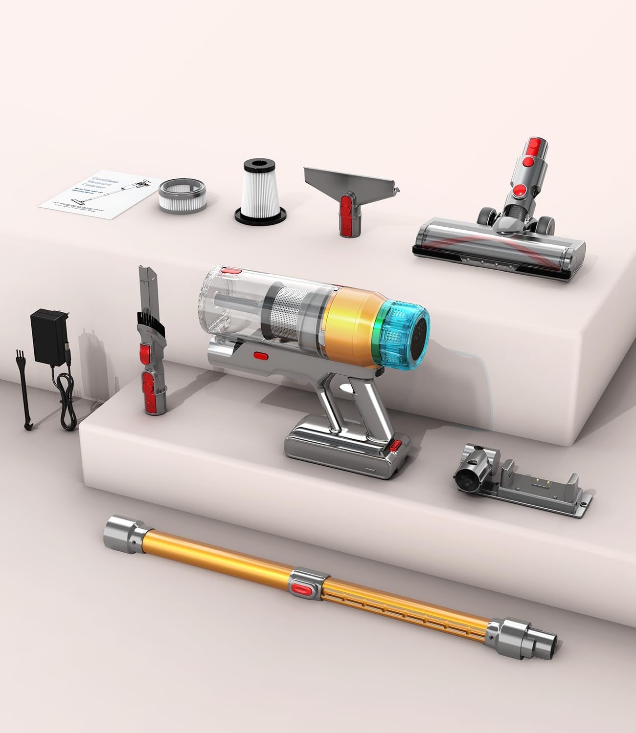 Cordless Vacuum Cleaner 600W 55Kpa Stick Vacuum,Up to 70 Mins, Vacuum Cleaners for Home Rechargeable Wall Mount OLED Color Screen Anti-tangled Vacuum for Car,Hardwood Floor,Carpets,Pet Hair EHBL