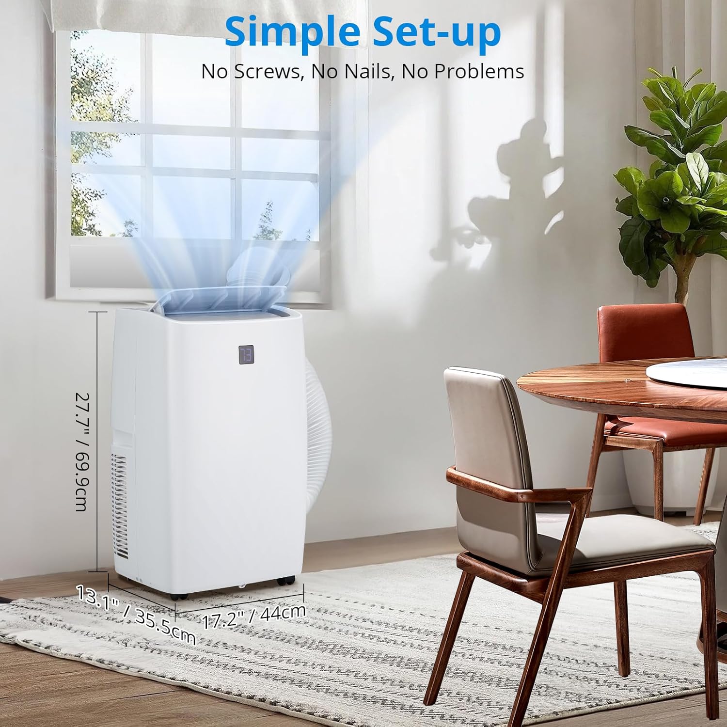Mobile Air Conditioner Portable 12000 BTU, 3-In-1 Cooling, Dehumidifier Fan for Rooms Up to 450 Sq. Ft. Digital Display, Remote Control, and Smart Sleep Mode