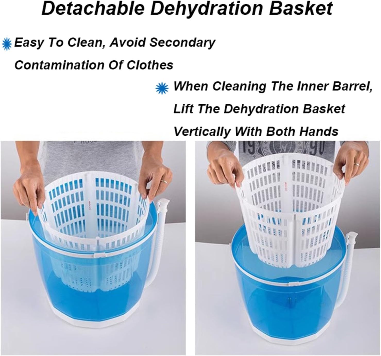 Camping Portable Mini Manual Washing Machine, Powerful Washer for Apartment, RV, Socks, Baby Clothes Or Small Items, Single Translucent Tub Blue