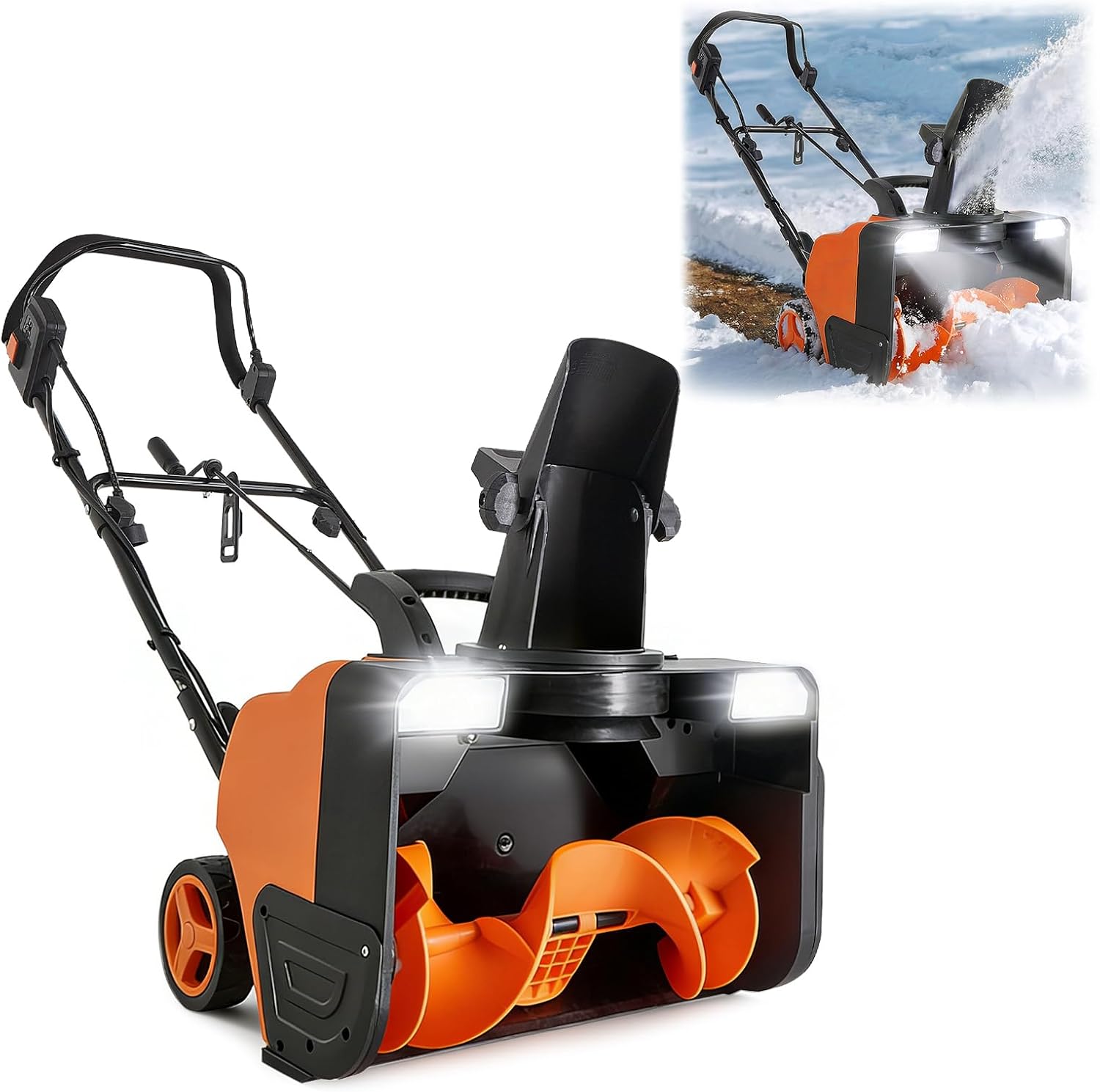 VEVOR Electric Snow Blower, 20 inch 15A Corded Snow Thrower with Dual LED Headlights & 180° Rotating Chute, 25FT Throwing Distance, 12