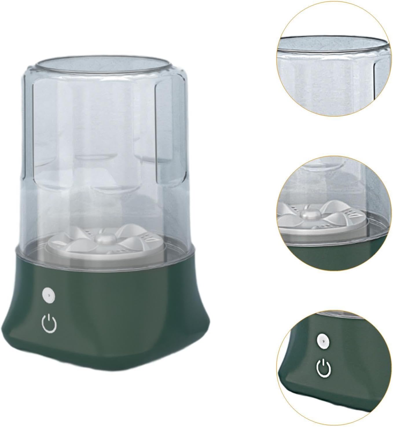 Portable Washing Machine 1L Capacity Rechargeable Lightweight Small Washer Cordless for Travel Laundry RV Baby Clothes Socks, green