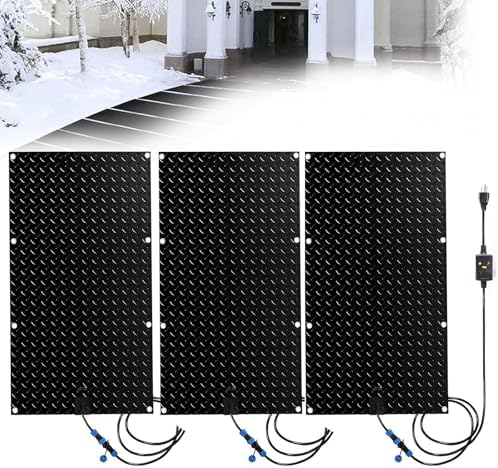Heated Snow Melting Walkway Mat - Outdoor Slip-Proof Ice Melting Mats for Stairs & Sidewalks, 12in/15.7in/20in/23.6in Winter Rubber Mats