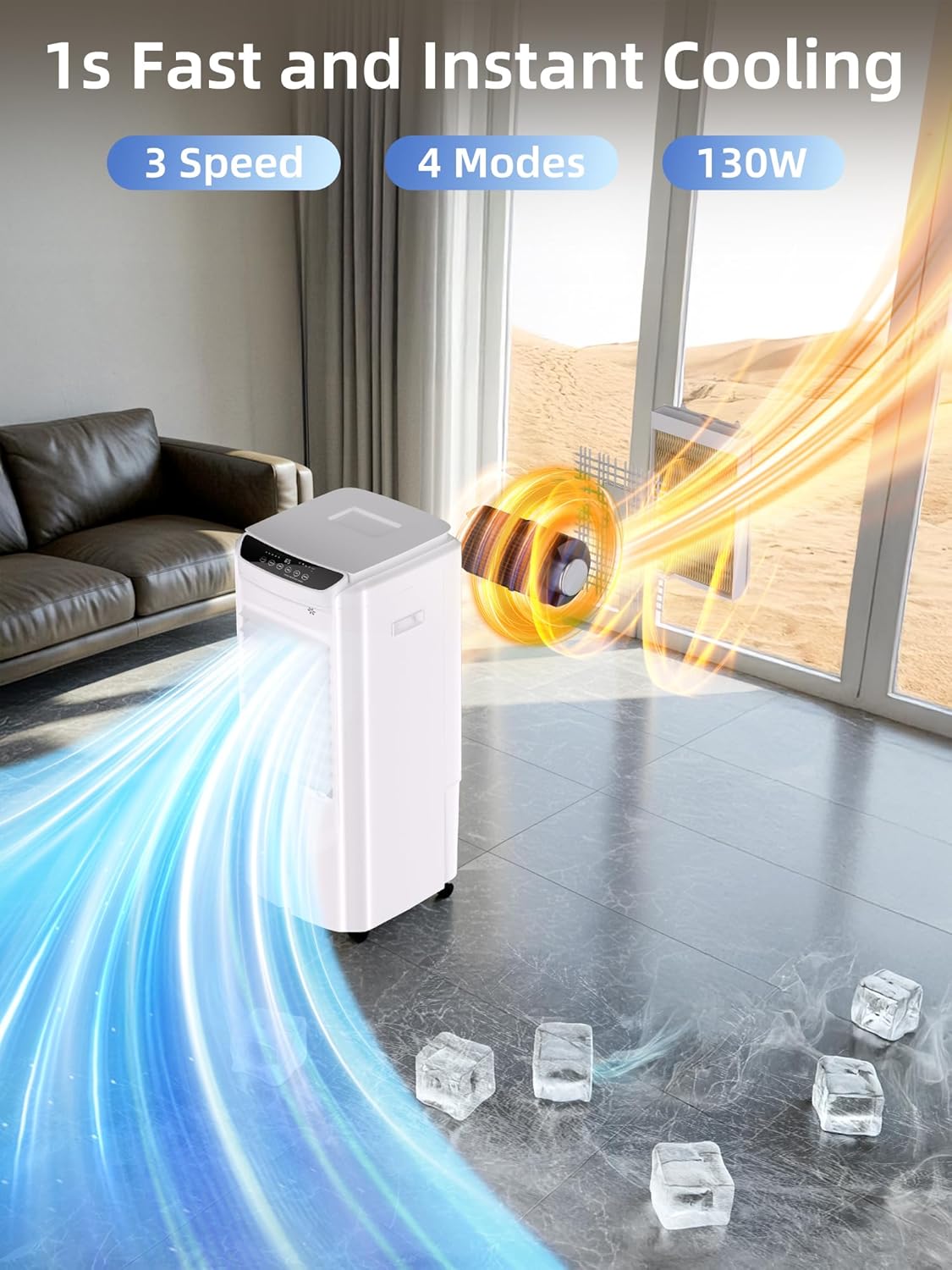 Uthfy Evaporative Air Cooler with 4 Modes, 3 Speed, 4.2 Gal Water Tank, 28