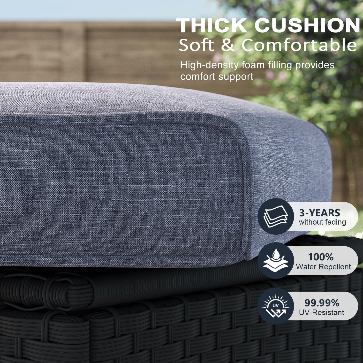 LayinSun 10 Piece Wicker Patio Furniture Set with Fire Pit Table, Classis Outdoor Conversation 360 Degree Swivel Chairs Set with Coffee Table