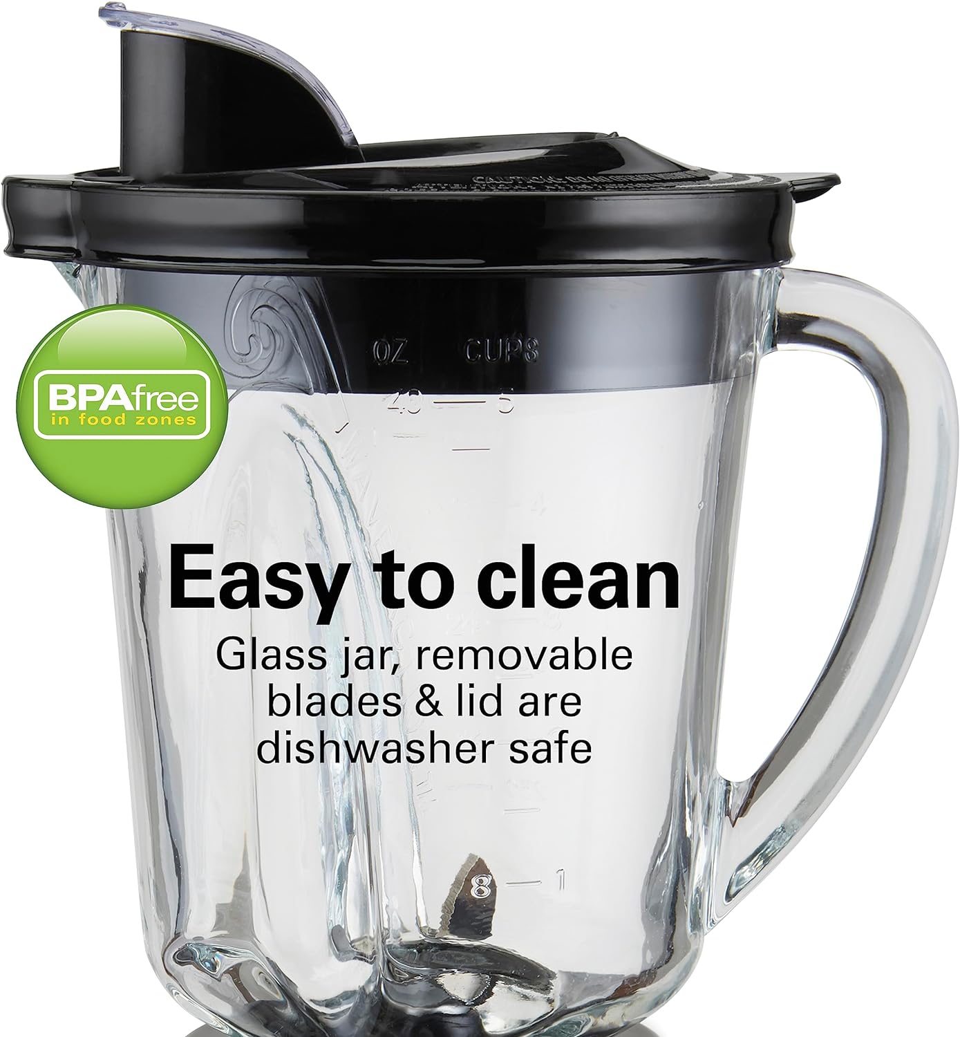 Hamilton Beach Wave Action Blender for Smoothies, Stainless Steel Ice Sabre Blades, 40oz Glass Jar, 800 Watts, Quiet Design, Black (58175)