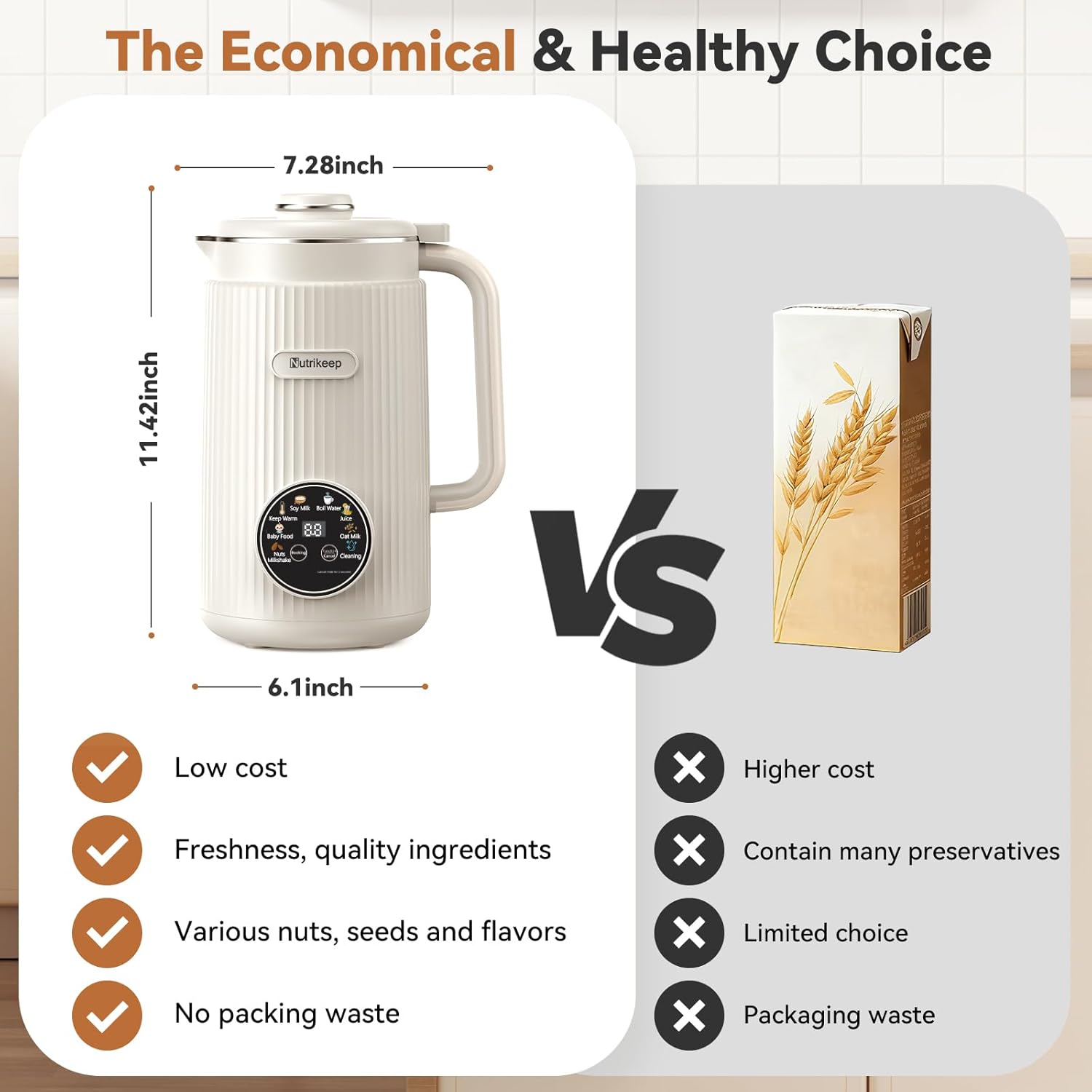 Upgraded 8-in-1 Nut Milk Maker Machine with Stainless Steel Lid, 40oz Soy Milk Maker for Almond, Oat, Coconut, Juice, Plant Based Milk Maker Blender with 18H Delay/Keep Warm/Self Cleaning