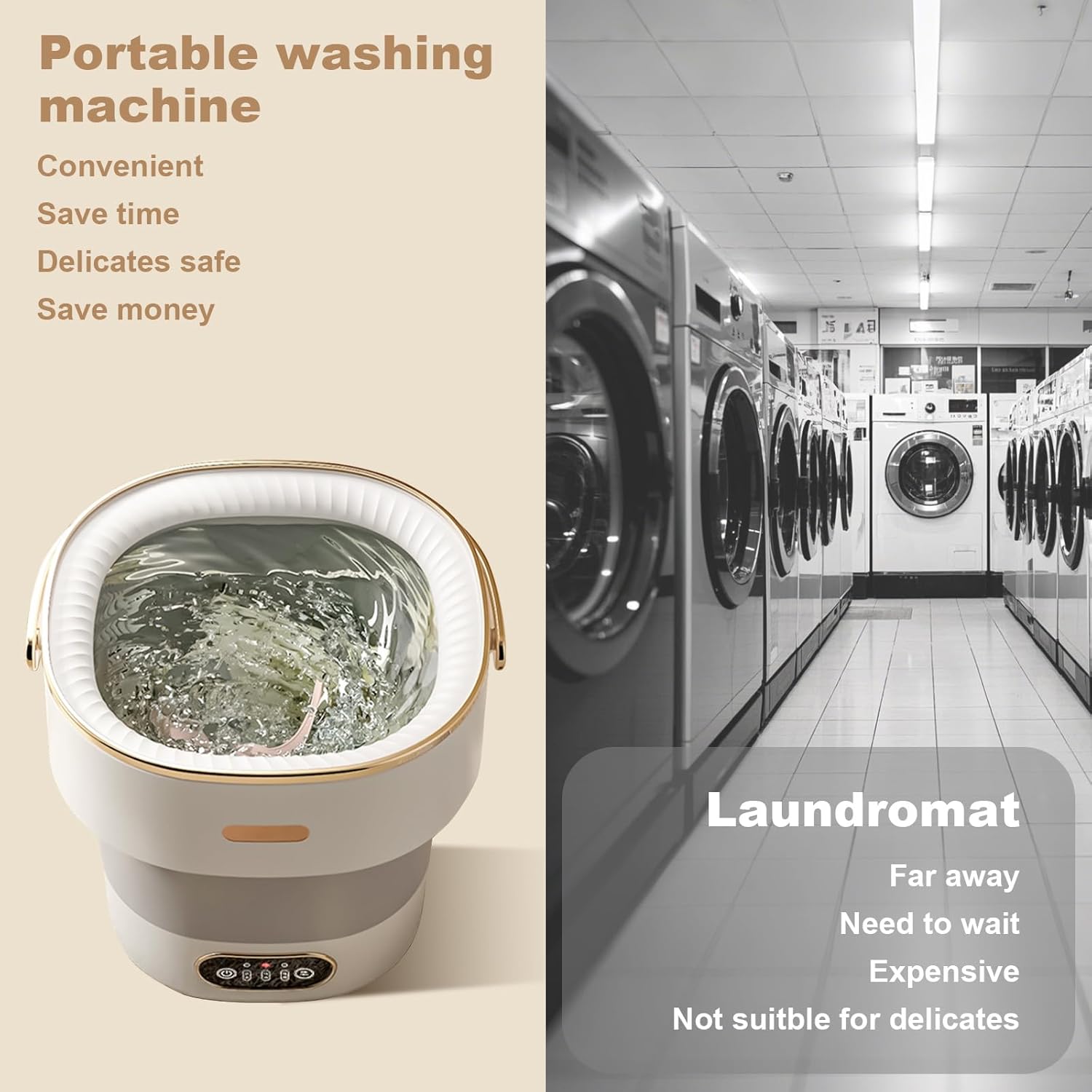 Portable Washing Machine, 13 L Foldable Mini Washer with with 4 Modes and Spin Basket Deep Cleaning of Underwear Baby Clothes and Small Clothes for Apartments Dorm RV Travel Hotel Laundry