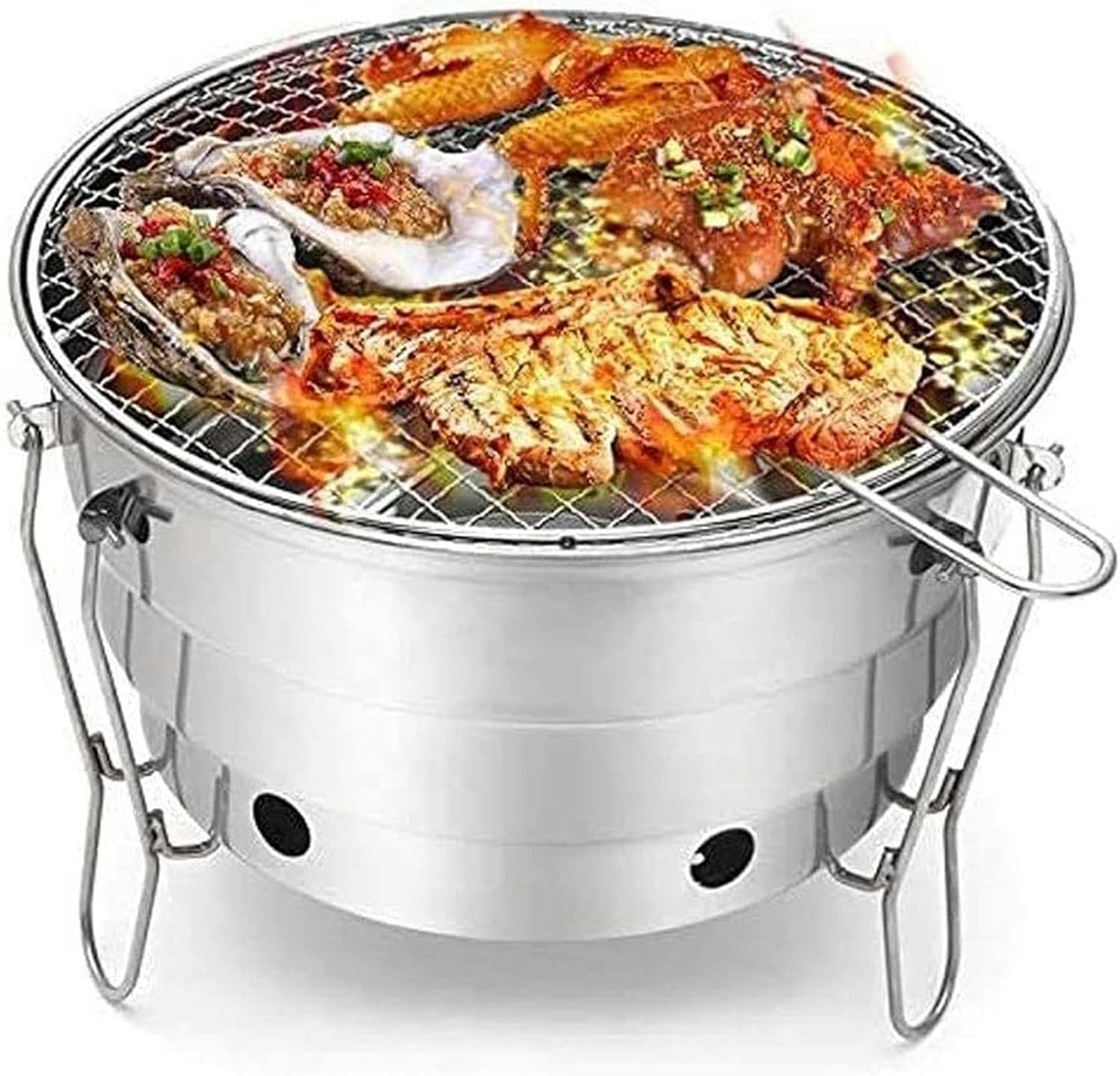 BBQ Outdoor Charcoal Barbecue Stainless Steel Barbecue Charcoal BBQ Foldable Portable Cooking Outdoor Camping Burner for Home Patio Stove Family Party