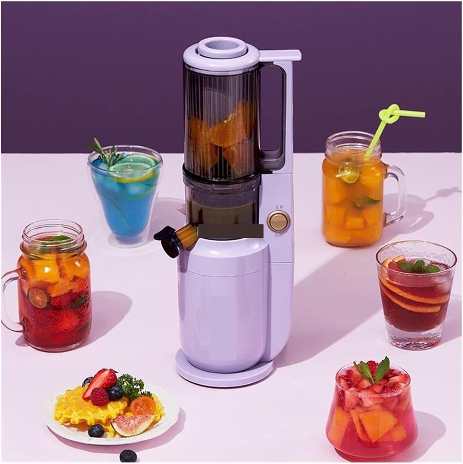 250W Electric Slow Juicer Portable Blender, Cold Press Screw Extractor, Filter-Free Fruit & Vegetable Juicer 220V