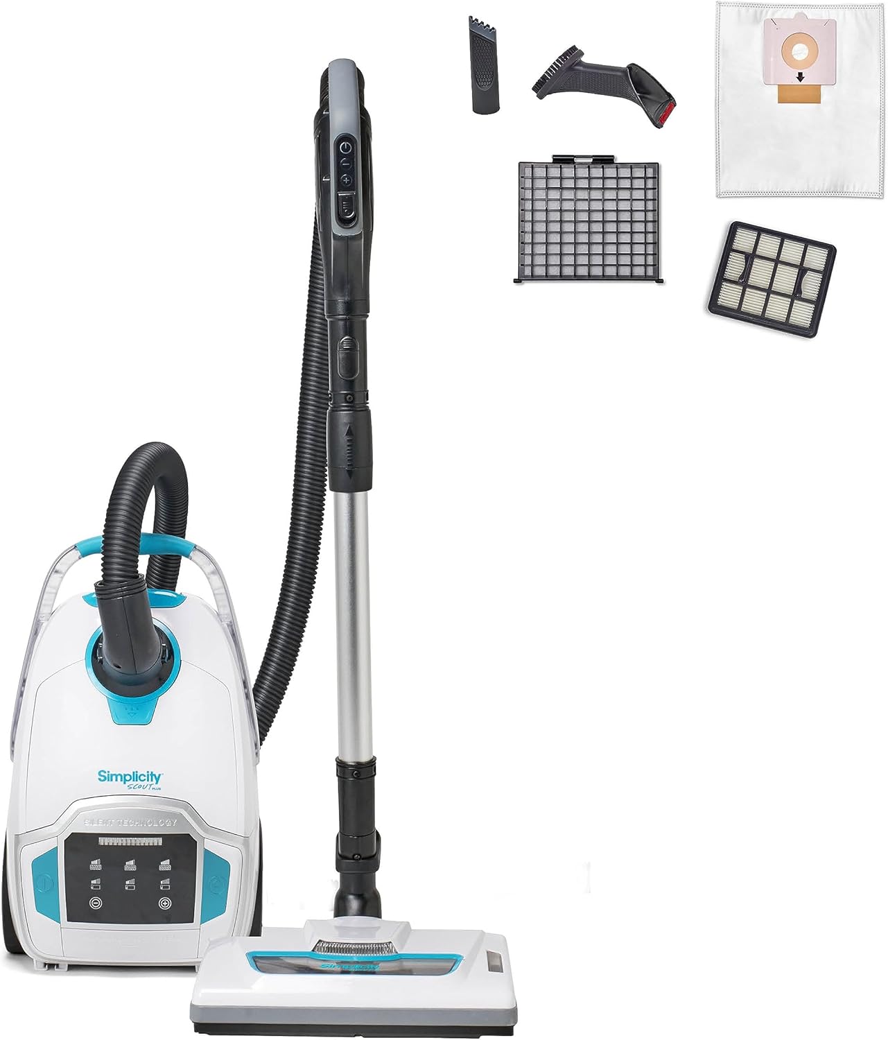 Simplicity Vacuums Scout Plus Canister Vacuum Cleaner, Vacuum Cleaner Carpet and Floor Sweeper with Multifunction Digital Control Panel and Extendable Wand