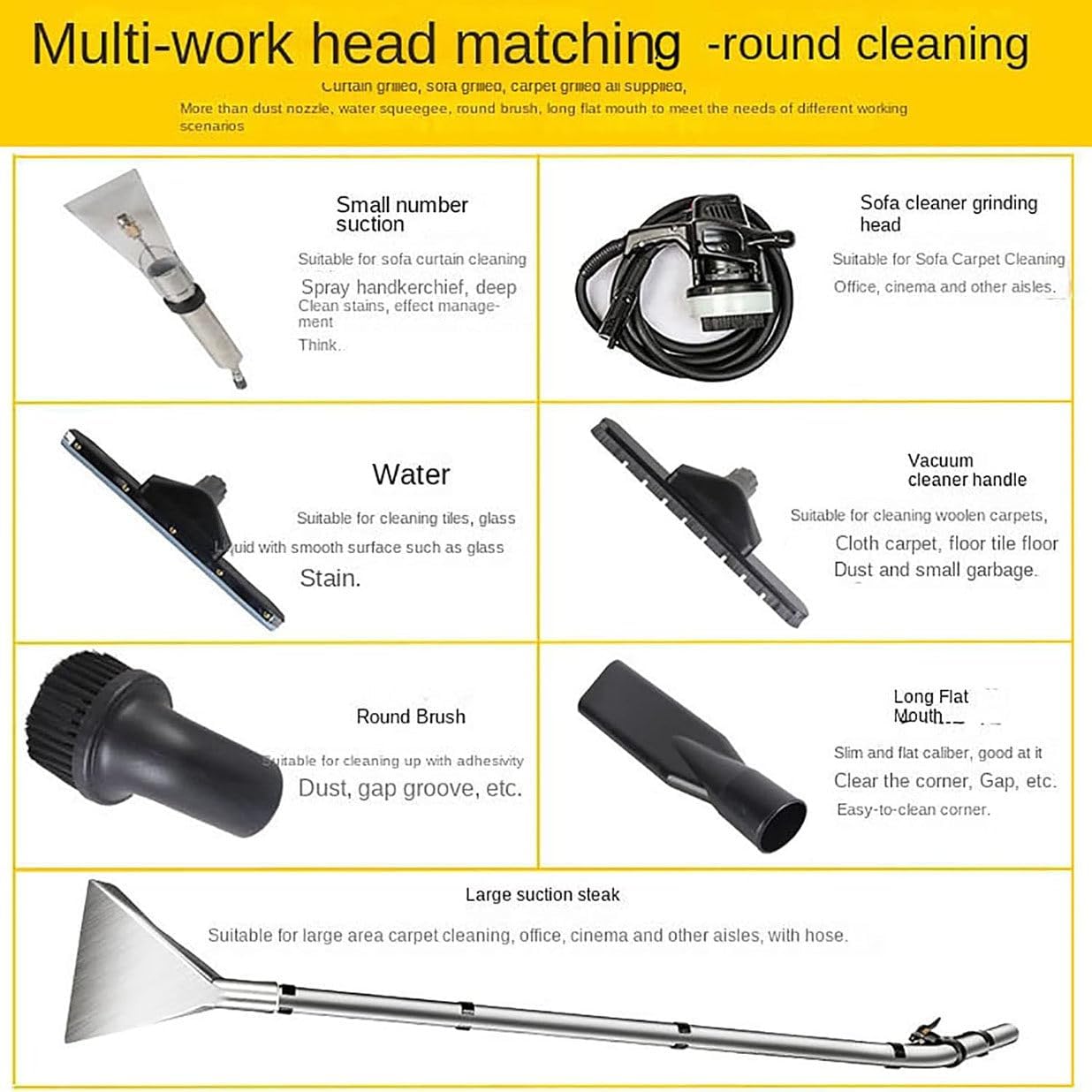 Deep Cleaning Carpet Cleaner Machine - 3-in-1 Stainless Steel Extractor for Household, Commercial, Car, and Stair Use - Powerful and Efficient