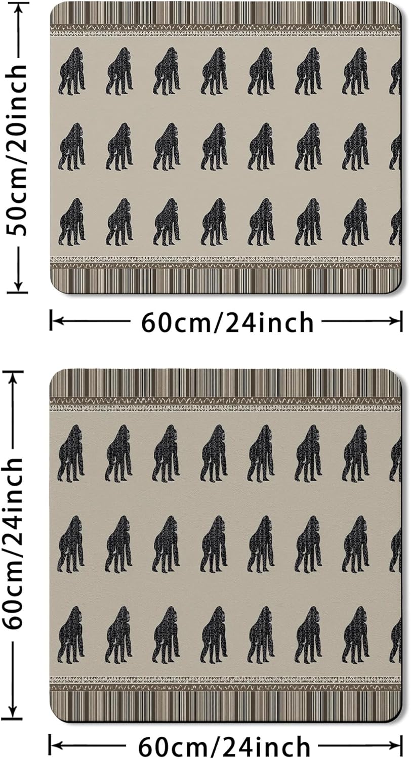 Gorillas Washer Dryer Top Protector Mat, Black Jungle Animal Laundry Machine Dust Top Covers, Modern Graphic Rubber Anti-slip Waterproof Washer And Dryer Mats for Laundry Room 20x24 Inch