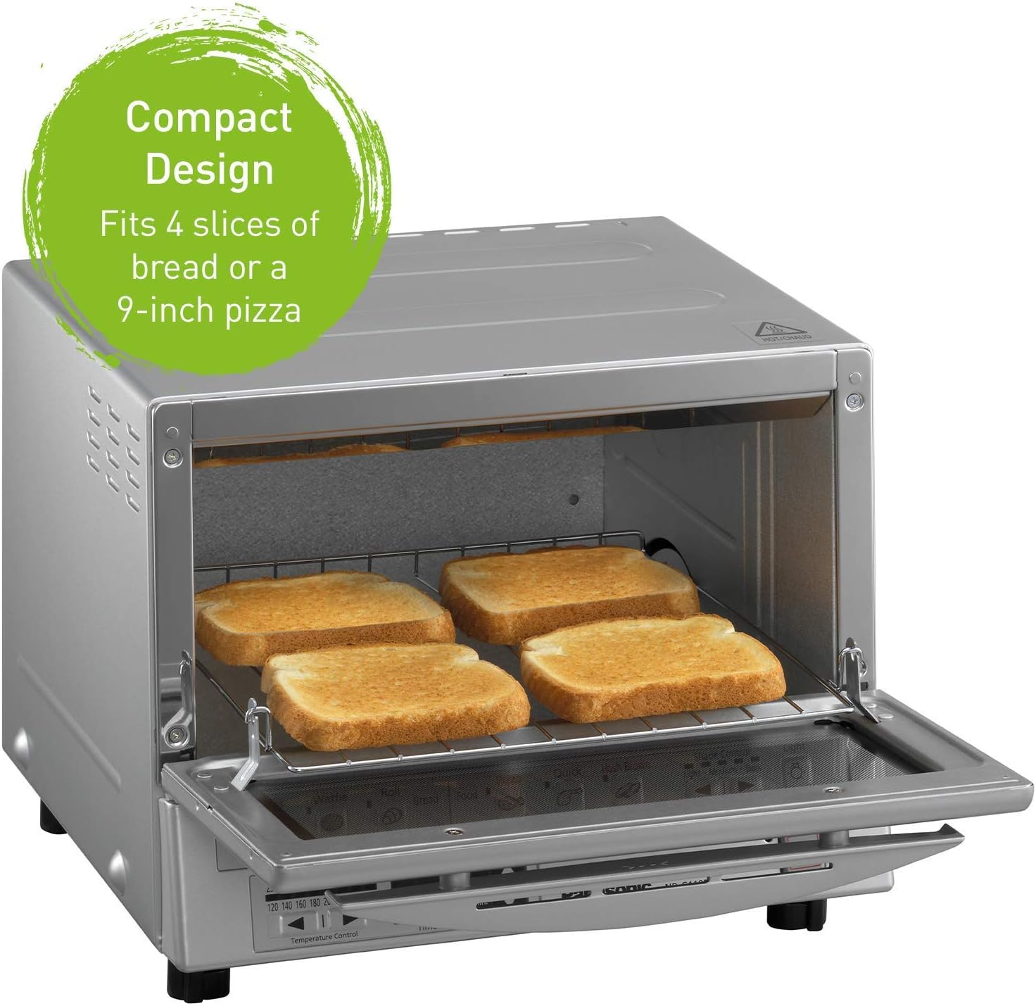 Panasonic FlashXpress Compact Toaster Oven with Double Infrared Heating, Crumb Tray and 1300 Watts of Cooking Power - 4 Slice Countertop Toaster Oven - NB-G110P (Stainless Steel) (Renewed)