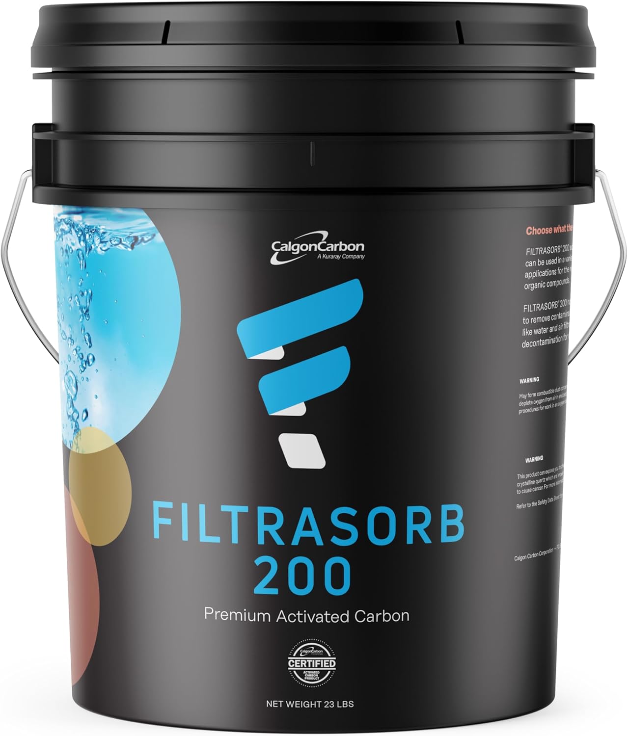 FILTRASORB 200 Certified Granulated High Performance Activated Carbon for Water/Air Filter Refill, 23 lb Approx. - Made in The USA – Certified Calgon Carbon Product
