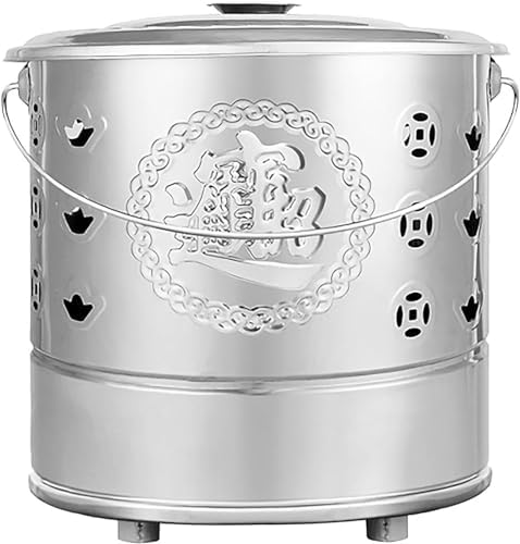 Outdoor Metal Burn Barrel for Leaf, Paper & Wood Trash - Backyard Fire Pit with Lid & Hooks - Large Yard Waste Incinerator for Efficient Burning