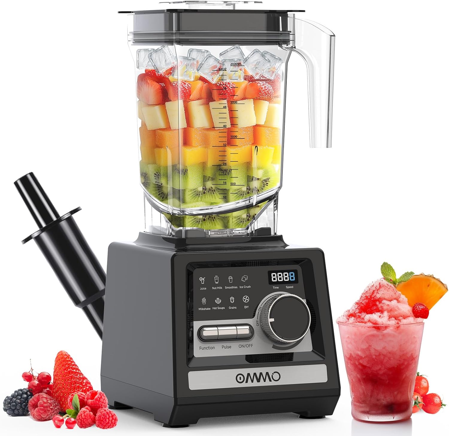 OMMO Blender, Peak1800W Blender for Smoothies, 68oz BPA-Free Smoothie Blenders for Kitchen with 9 Speed Control&Built-in Timer, Dishwasher Safe for Ice Crush, Smoothies, Frozen Drinks and Fruits