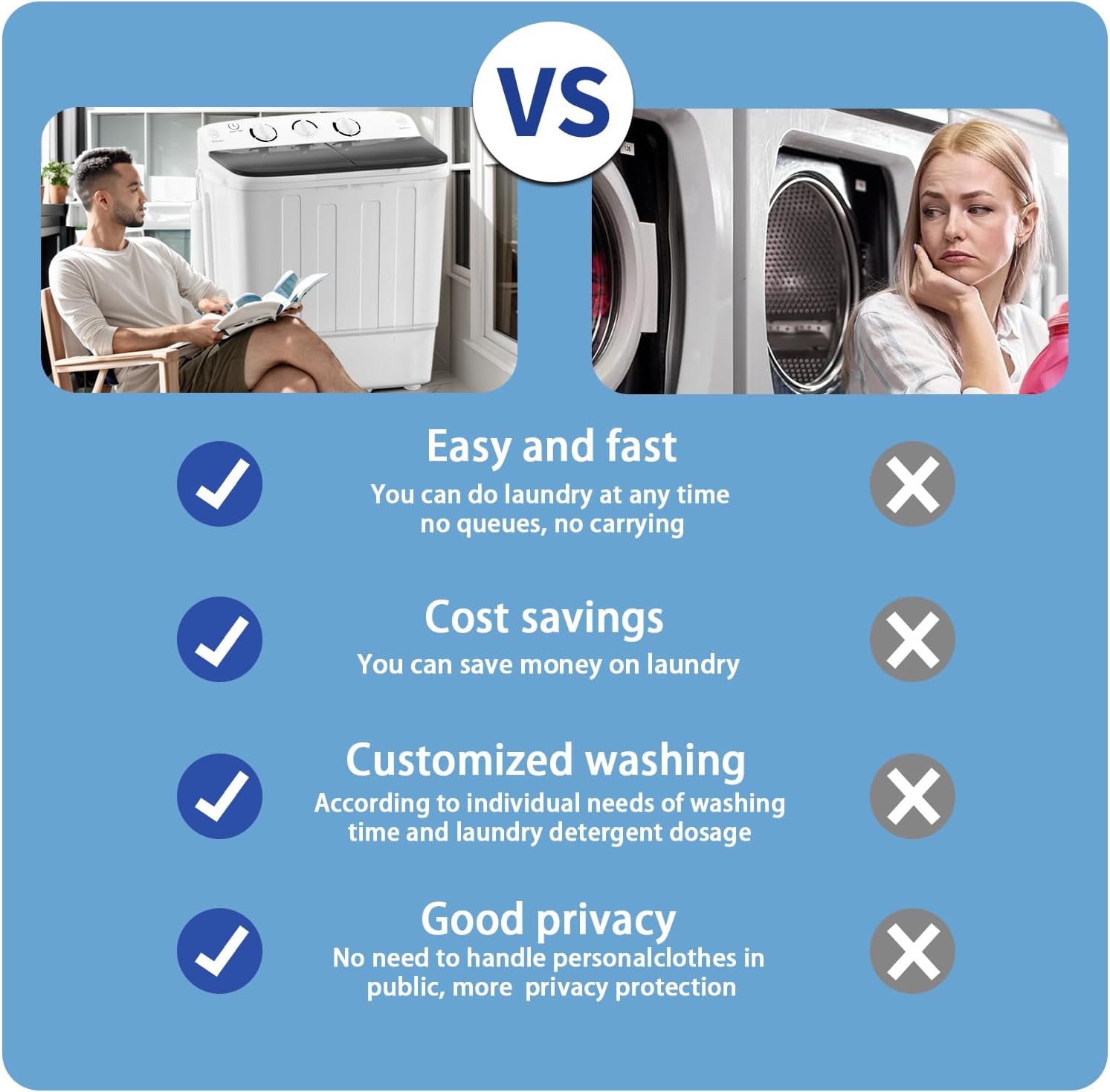 Compact Portable Mini Twin Tub 18lbs Washing Machine, Get Dry Rack and 10 hangers for free! Washer and Spin Cycle Combo, for Camping, Apartments, Dorms, RVs(Black)