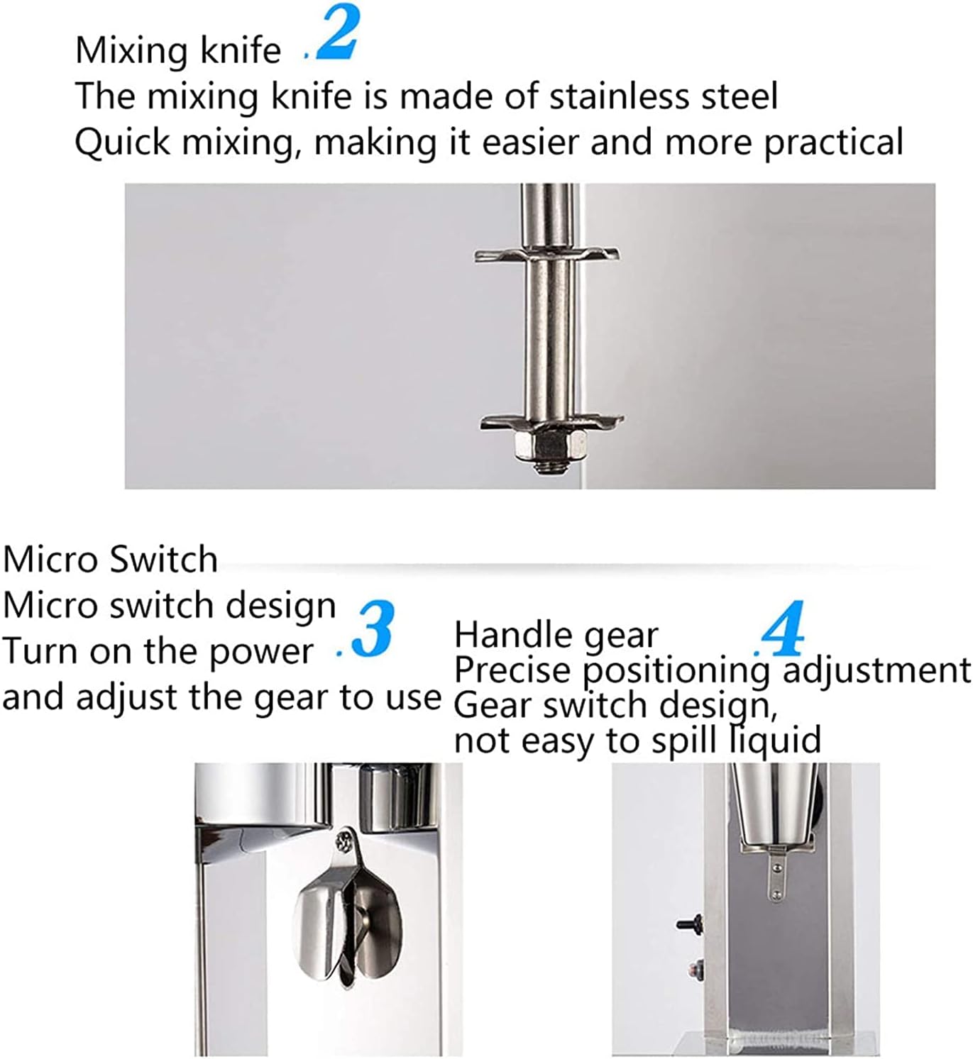 Commercial Milkshake Blender, Multifunctional Milkshake Machine Stainless Steel Electric Milkshake Machine Home Business Ice Cream Beverage Smoothie Blender