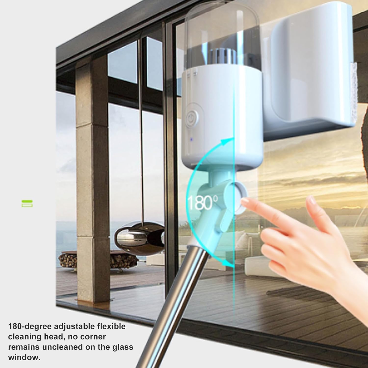 Handheld Window Cleaner,4 in 1 Dusting Vacuuming Scraping Wiping USB Rechargeable Telescopic Cordless Window Vacuum Electric Glass Cleaning Tool for Glass Tile Car Window