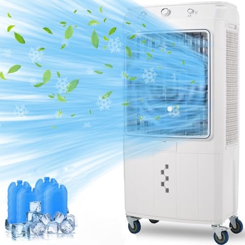 Evaporative Air Cooler, Swamp Cooler, 120° Oscillation Water Cooling Fan With 3 Modes and Wind Speeds, Portable Air Conditioner for Indoor, Outdoor, Patio, Garage, Commercial Use