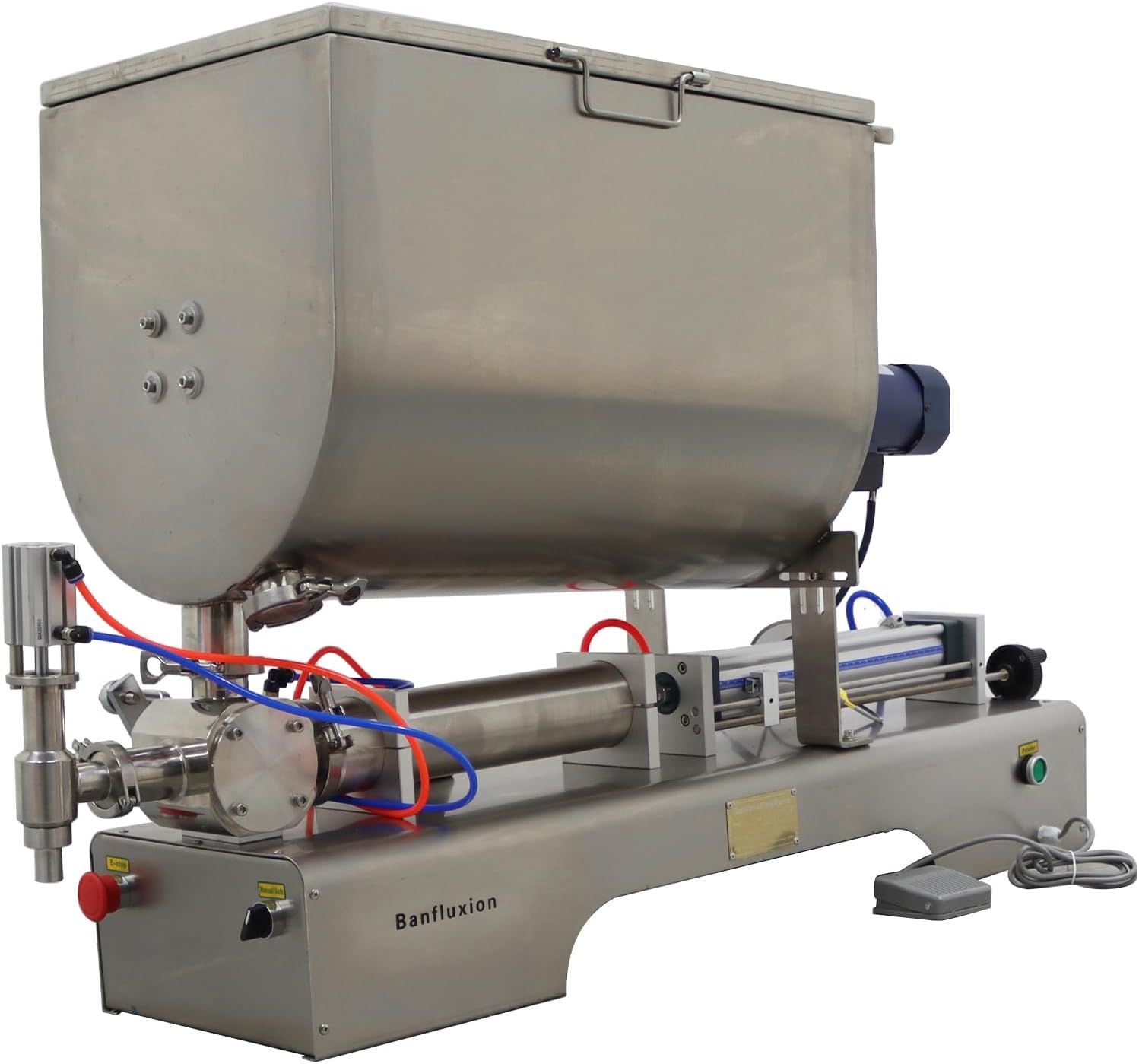 110V Paste Filling Mixing Machine Semi-Automatic Piston Filling Machine 100ml - 1000ml Single Nozzle Liquid and Paste Piston Filler Machine with Large Hopper for Honey, Lotion, Ketchup
