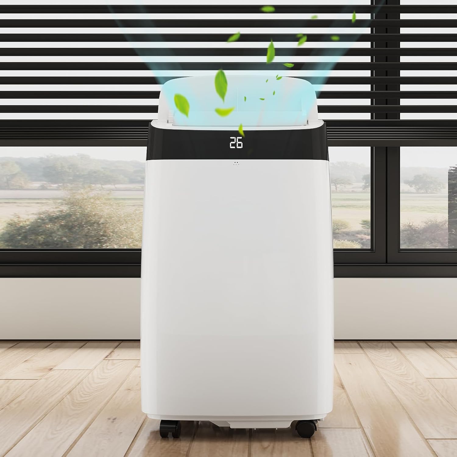 10,000 BTU Portable Air Conditioner, 3-In-1 Free-Standing Cooling AC Unit with Dehumidifier/Fan, Remote Control, Quiet Sleep Mode, 24H Timer, for Room Up 450 Sq. Ft, Black