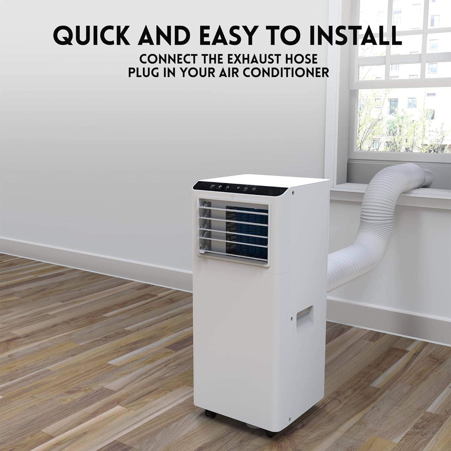 Portable Air Conditioner, 8000 BTUs Air Conditioners 3 in 1 AC Cooling Unit with Remote Control, Fast Cooling Up to 350 sq. ft., Multi-Functional A/C Modes, Window Kit, White