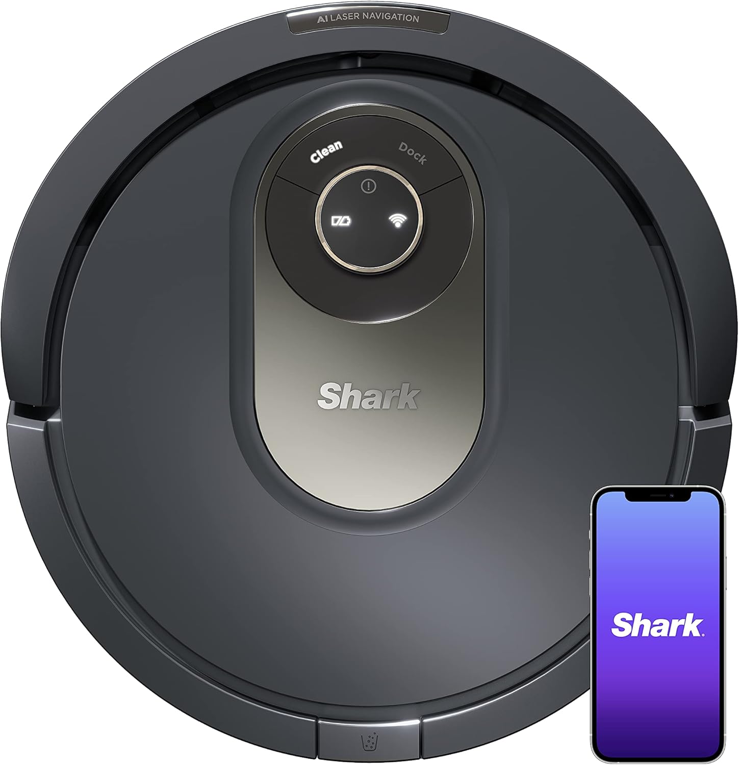 Shark AV2001 AI Robot Vacuum with Self-Cleaning Brushroll, Object Detection, Advanced Navigation, Home Mapping, Perfect for Pet Hair, Compatible with Alexa, Gray