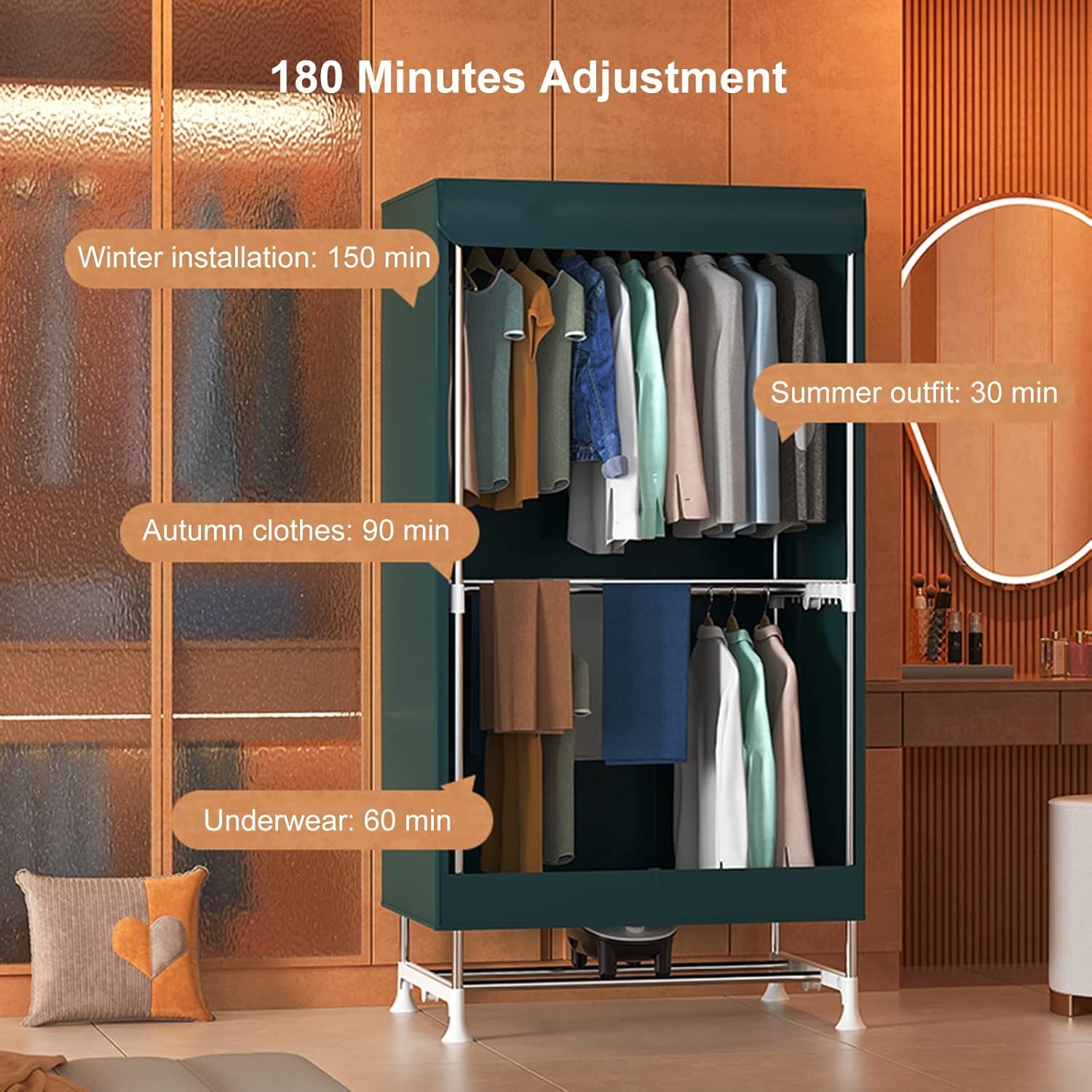 1500W Heated Clothes Airer, Electric Portable Clothes Airer Dryer, Stainless Steel Clothes Drying Racks Load Capacity 15kg, Overheating Protection, Double Layer for Apartment The New