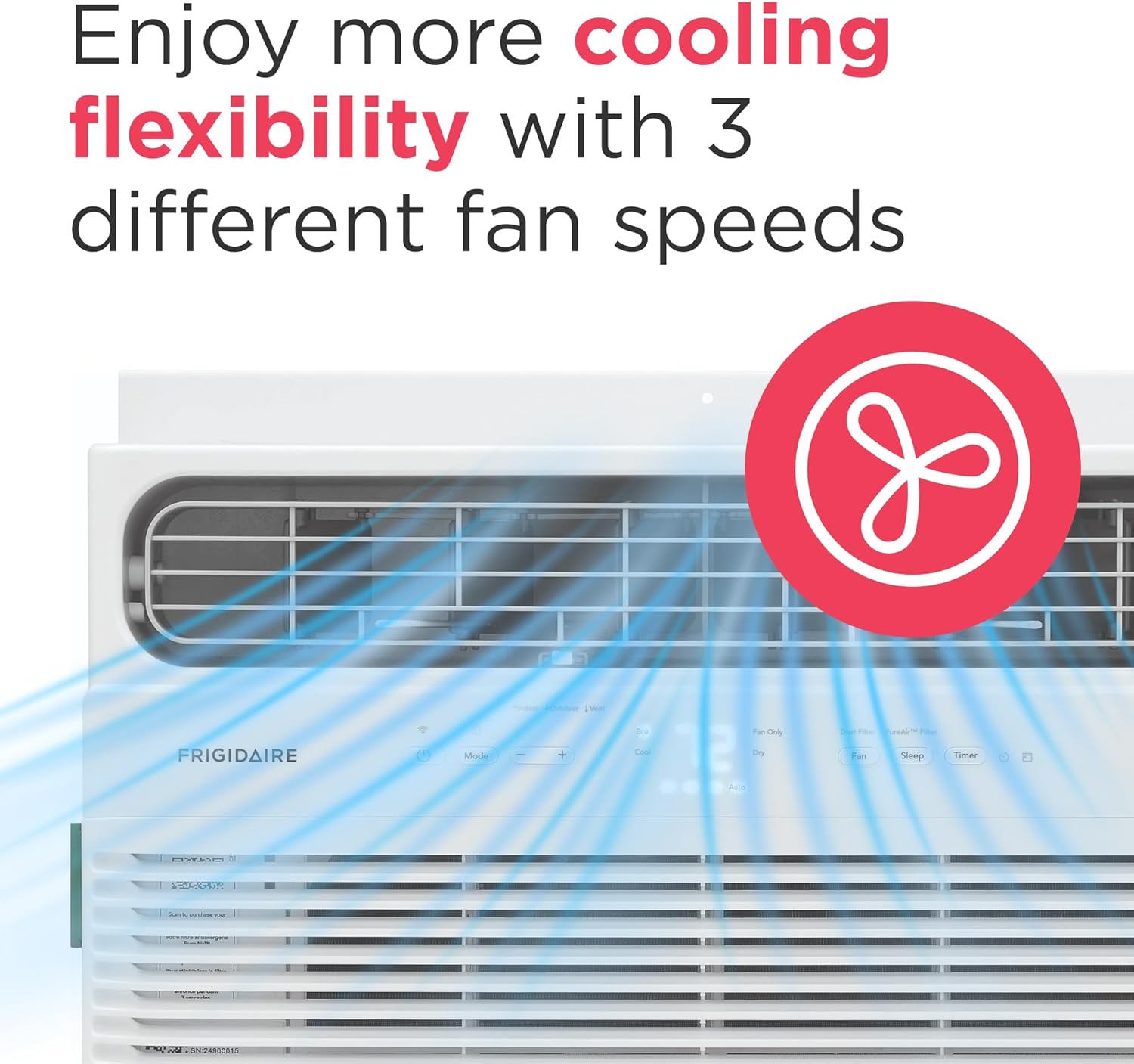 Frigidaire 12,000 BTU Smart Window Air Conditioner with Wi-Fi, Cools Up to 550 Sq. Ft., Remote Control, Quiet Operation, Eco Mode, 3 Fan Speeds, White