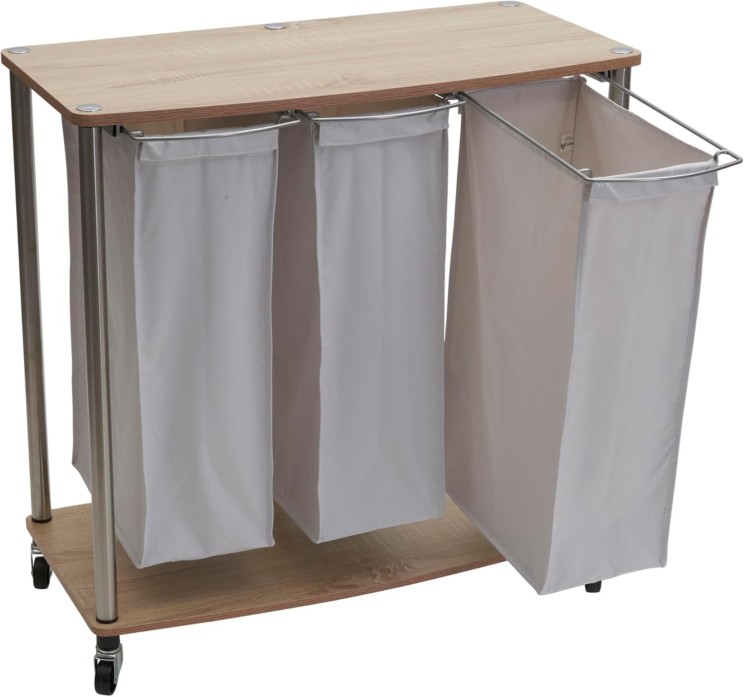 Household Essentials 3-Bag Laundry Sorter, Washable Linen Laundry Bags, 3-Load Capacity, Versatile, Light Ash