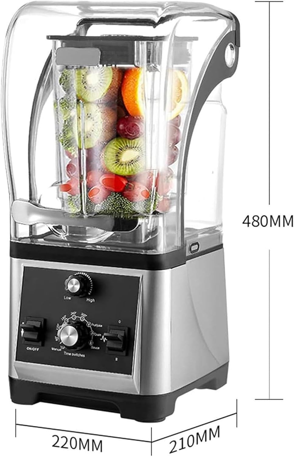 Cold Press Juicer, Commercial Quiet Blender, Soundproof Ice Crushing Blender, 3-Second Quick Ice Crushing with Silent Cover for Puree, Milkshake, Juice, Drink and Ice.(Gray)