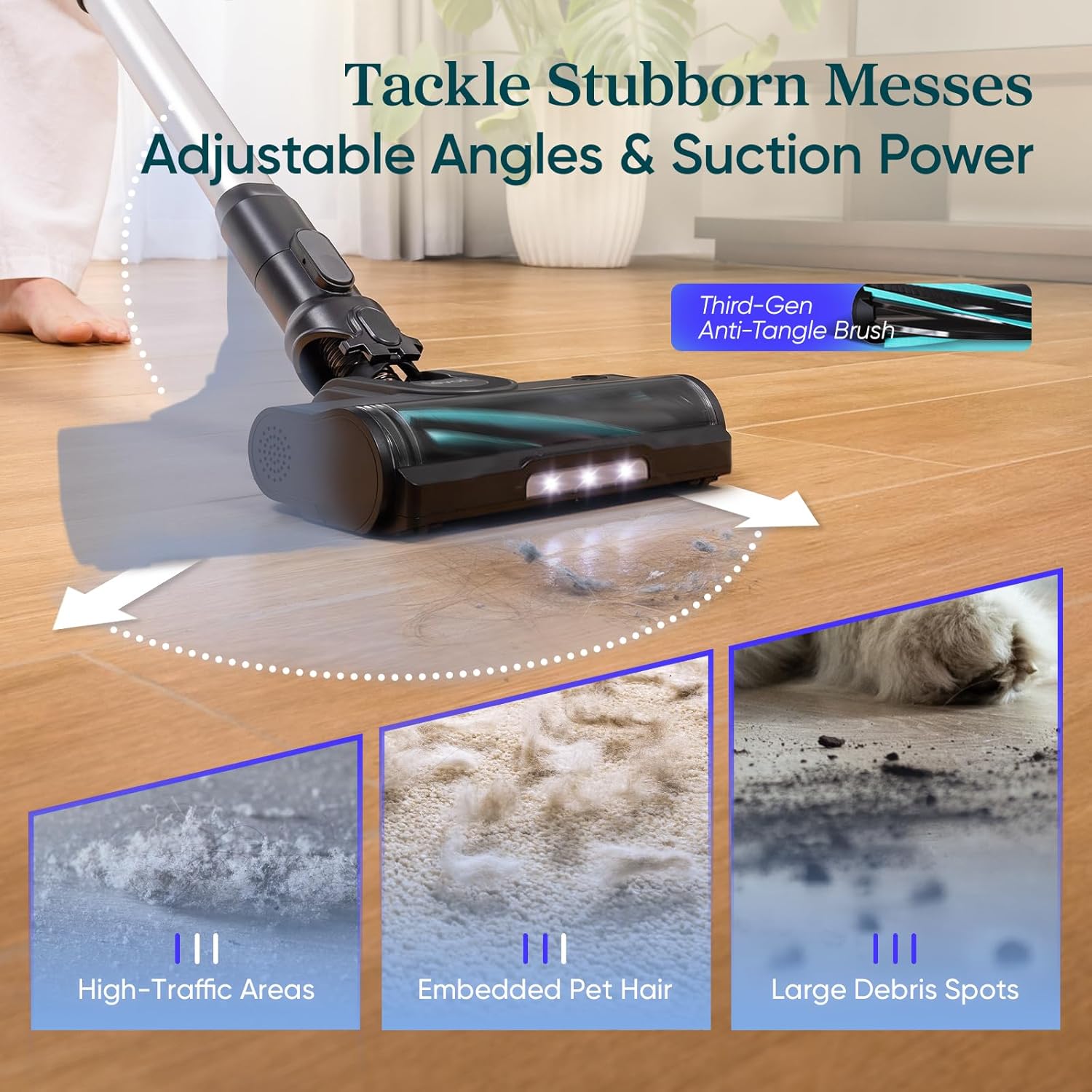 LEVOIT Cordless Vacuum Cleaner with HEPA Filter, Anti-Tangle Brush, Up to 70 Minutes, Charging Wall Dock, Powerful Suction, Lightweight, for Carpet, Hard Floor, Pet Hair, LVAC-200 MAX