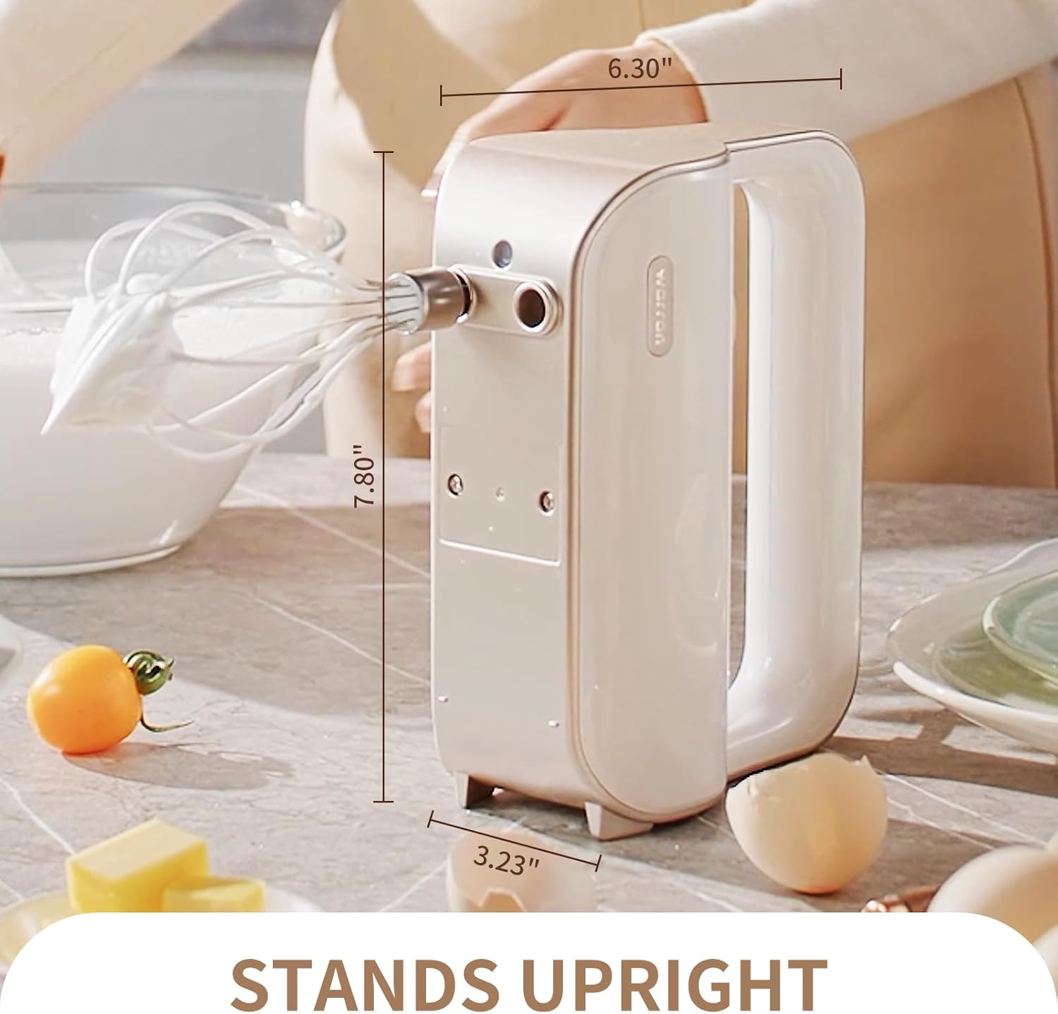 4-in-1 Electric Hand Mixer for Baking, Cooking and Coffee Drinks(Champagne Gold)