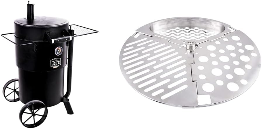 Char-Broil Oklahoma Joe's Bronco Barrel Drum Smoker Bundle with 630 Square Inch Cooking Surface and Triple Grate
