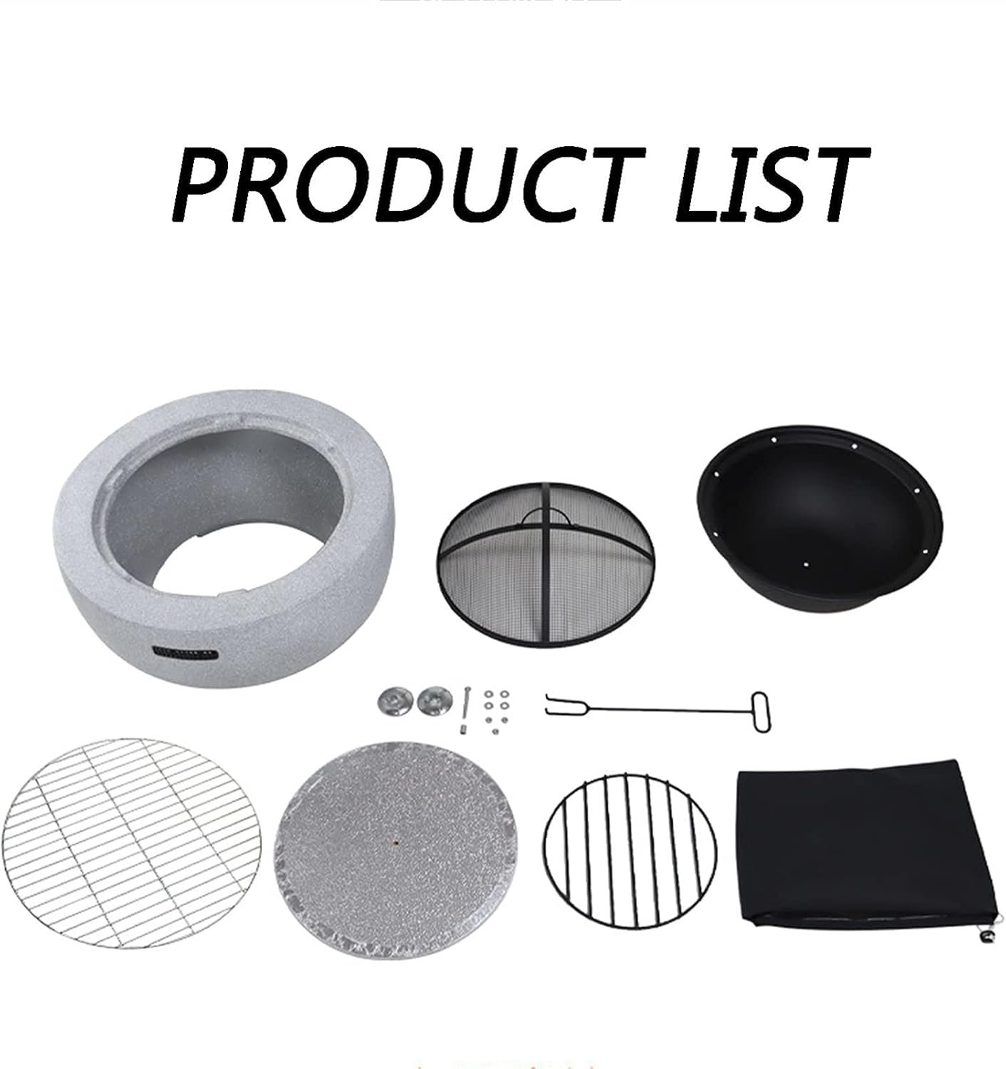 Fire Pit Wood Burning fire Pit, fire Pit with Spark Screen, Villa Courtyard Imitation Marble Garden Brazier