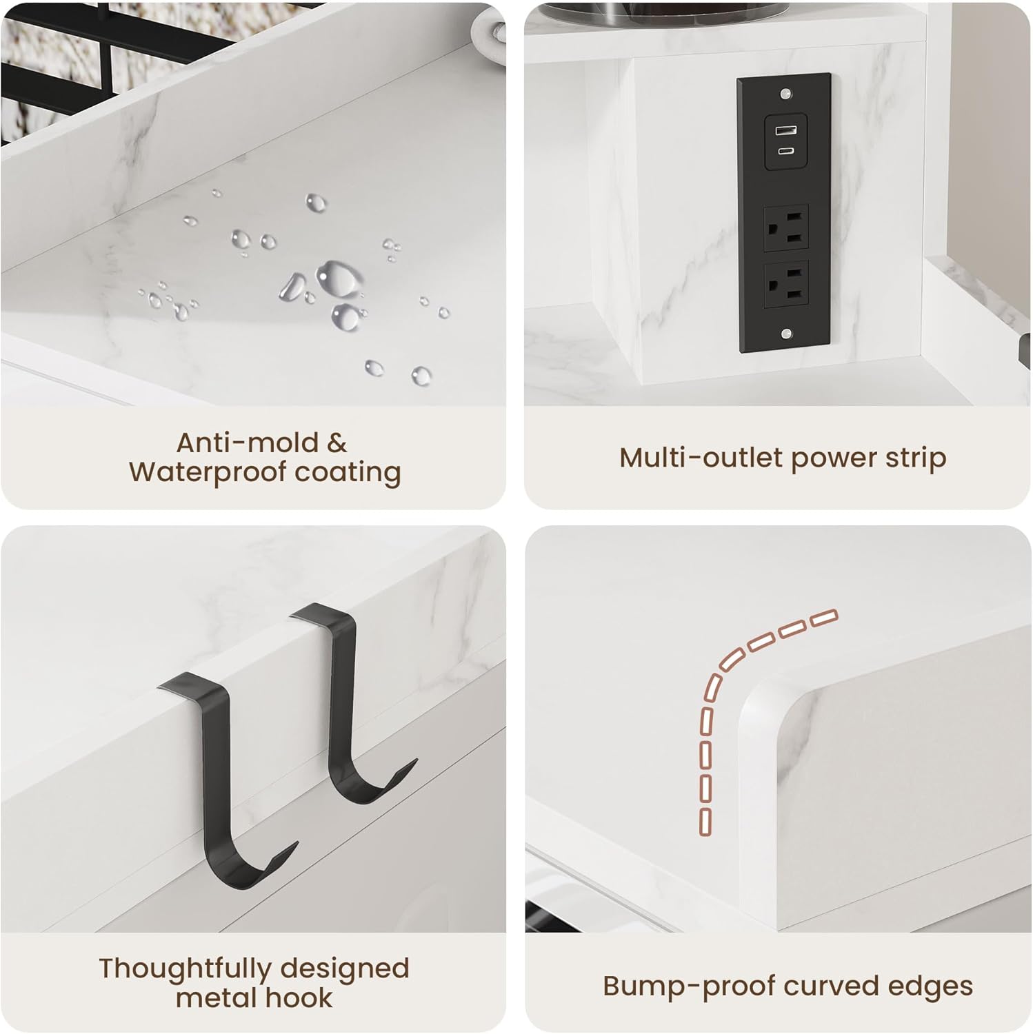 Upgraded 2-Tier Washer and Dryer Countertop with Power Outlet,54