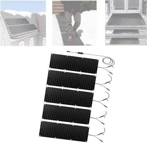 Premium Non-Slip Snow Melting Mats for Winter - Waterproof Electric Mats for Outdoor Stairs, Walkways, and Doorways, 25.4x120cmx5Pcs