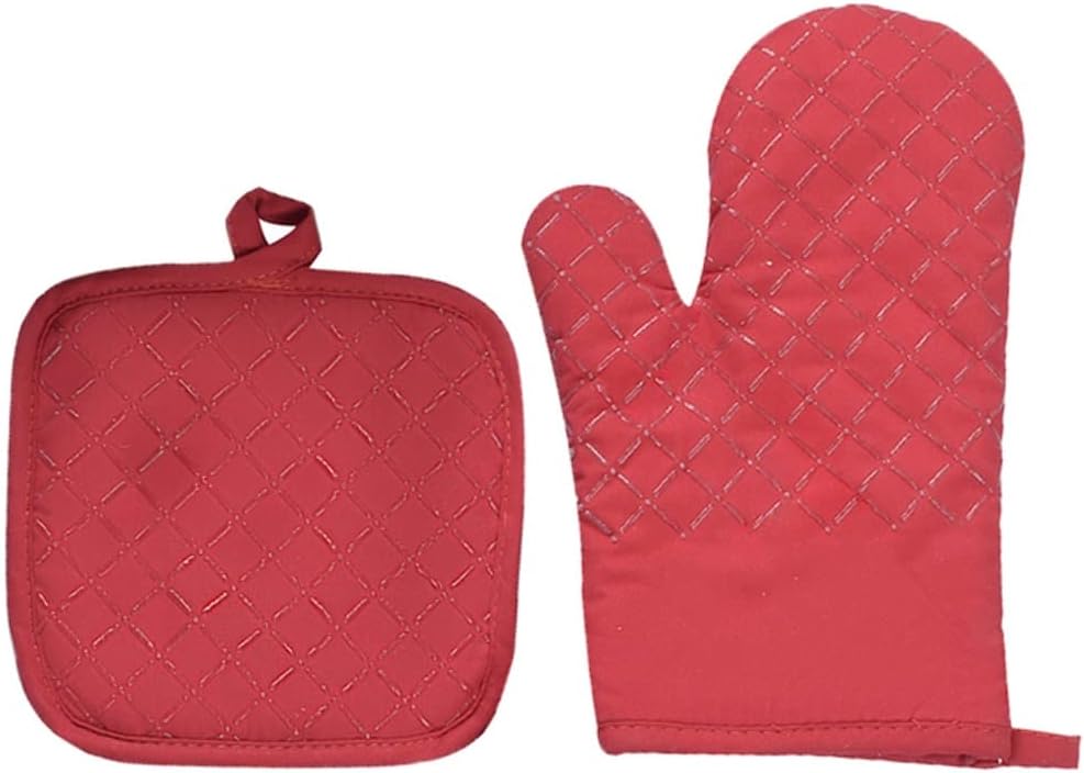 Kitchen Potholders Pad Stove Oven Gloves Set Mitts Heat Take hot Pot Cooking Baking Gloves(E)