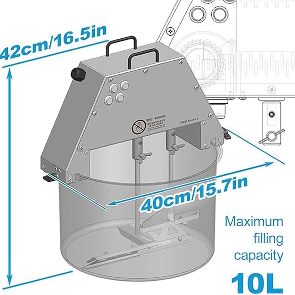 Automatic Food Mixer Pot Stirrer Mixer, Commercial Electric Food Stirrer Pot, 10L Stainless Steel Stand Sauce Jam Mixing Blender with Double Stirring Paddle & Auxiliary Fan