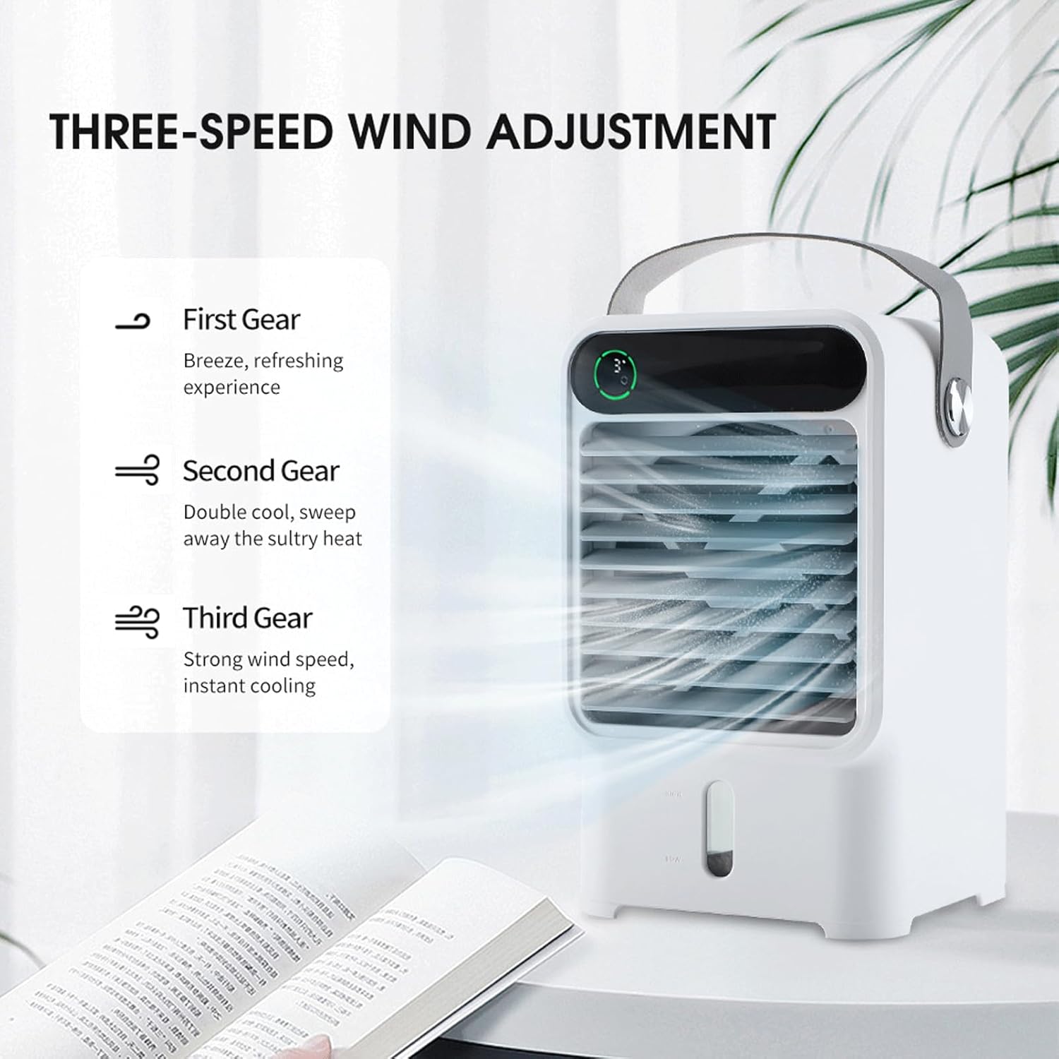 Portable Air Conditioners,Cooling Fan Mini Air Conditioner Portable, Evaporative Air Cooler Fan,3 Wind Speed & 7 LED Light,USB Quiet Air Conditioner Portable for Room Office Camping