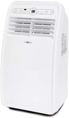 Uhome 8000 BTU Portable Air Conditioner, with Cooling, Dehumidifier, Fan, Remote Control and Window Mount Kit Included, White, 24H Timer