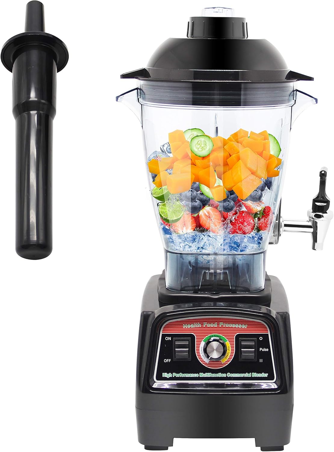 Huanyu 200 oz Commercial Blender Large Capacity Professional Multi-functional Mixer Crush Machine Speed Adjustable Max.57000 RPM for Soy Milk Vegetable Fruit Smoothie with Faucet