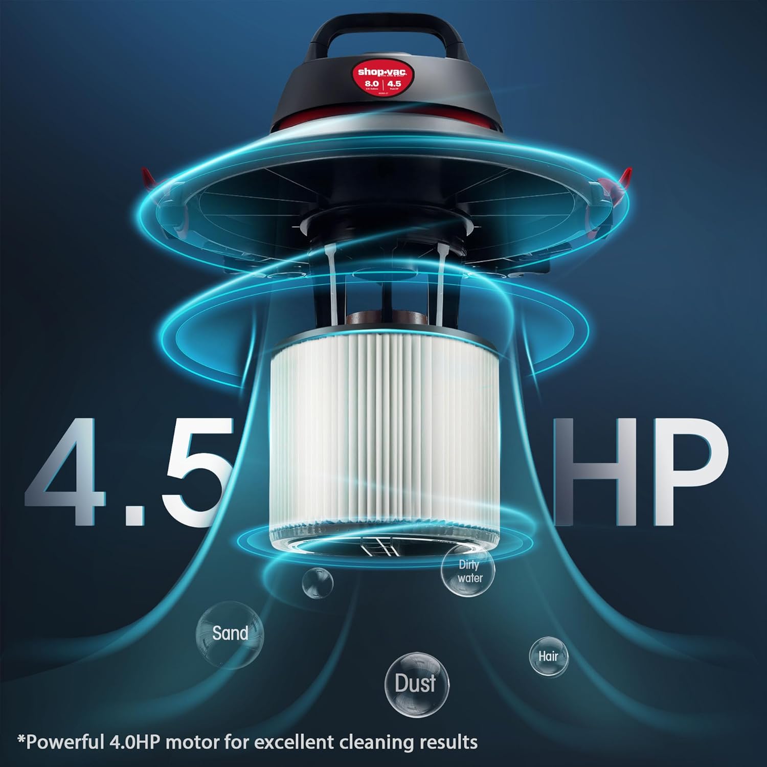 Shop-Vac 8 Gallon 4.5-Peak HP Wet/Dry Vacuum, 3 in 1 Function with Filter, Hose and Accessories, Ideal for Jobsite, Garage, Car & Workshop. 5971836